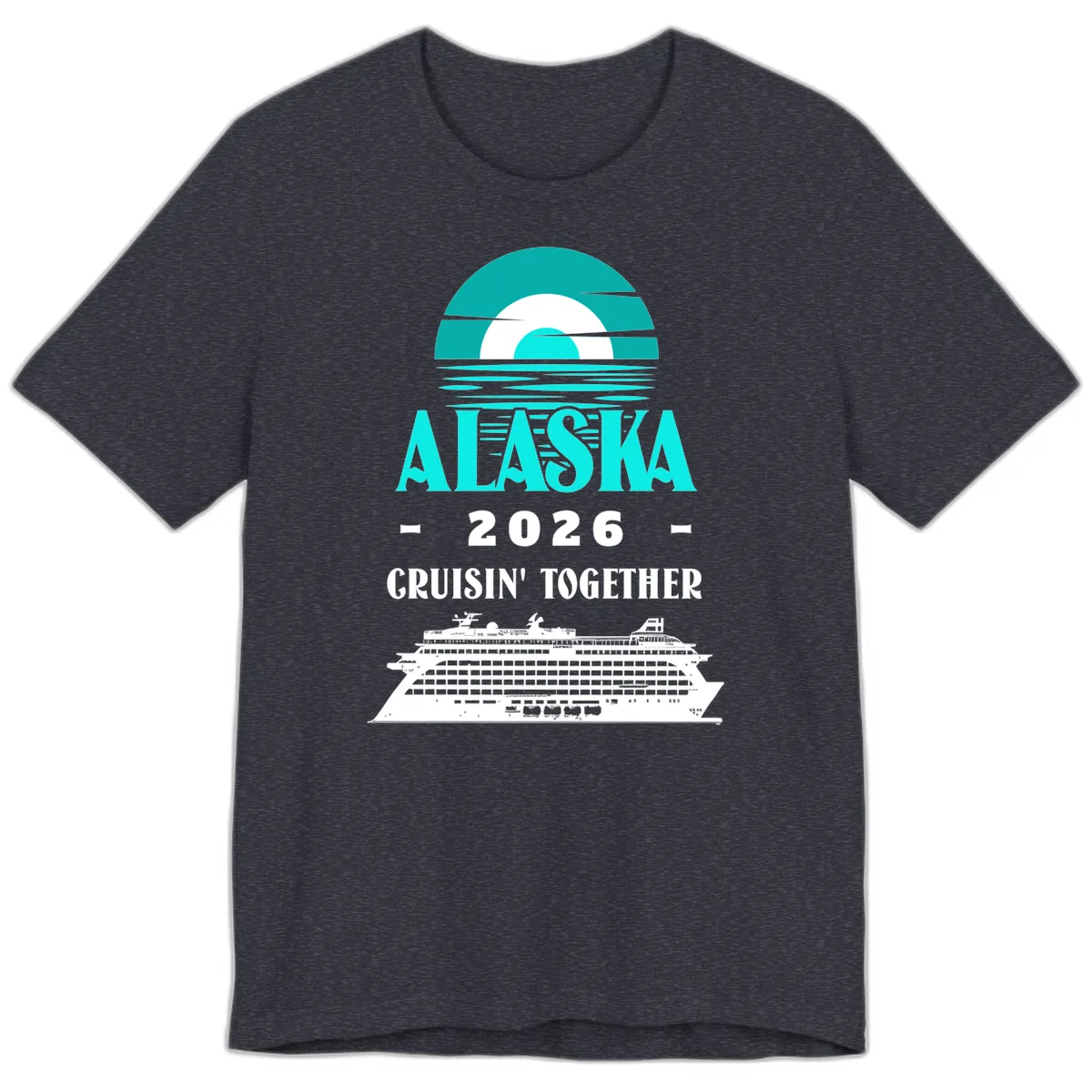 Alaska 2026 Cruisin' Together Cruise Ship Premium T-Shirt in Heather Navy