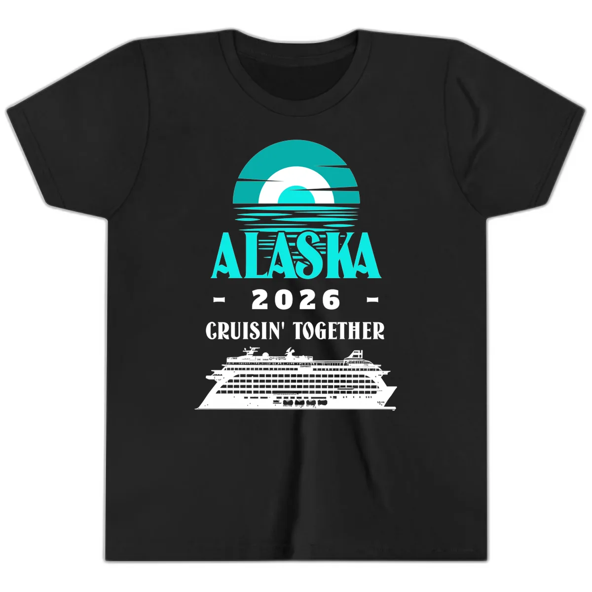 Alaska 2026 Cruisin' Together Cruise Ship Youth T-Shirt in Black
