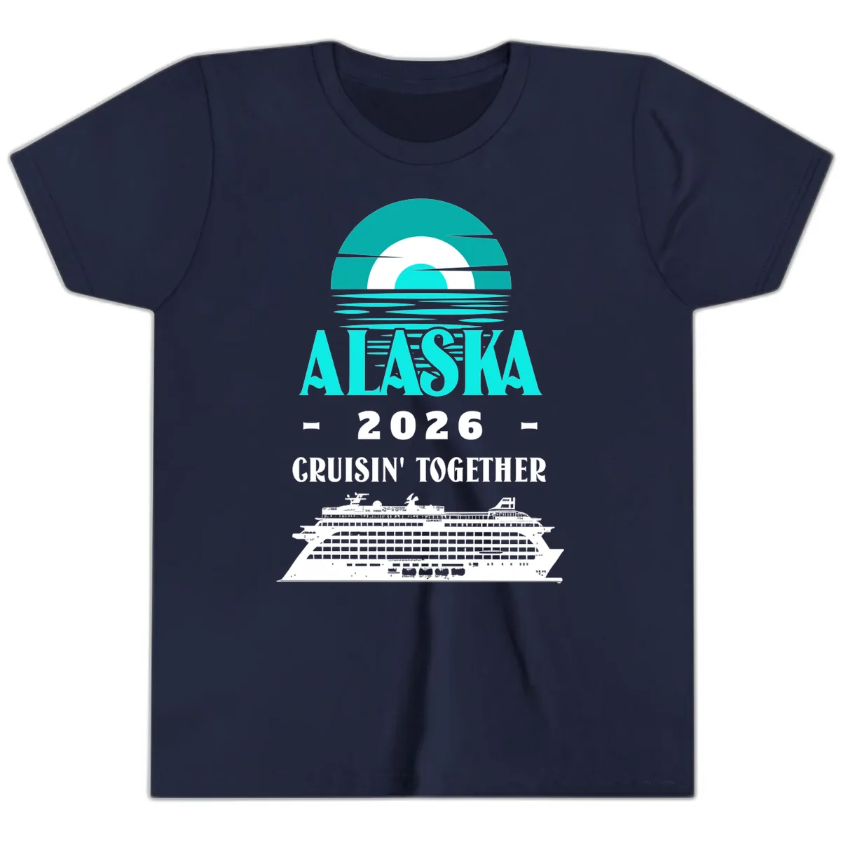 Alaska 2026 Cruisin' Together Cruise Ship Youth T-Shirt in Navy