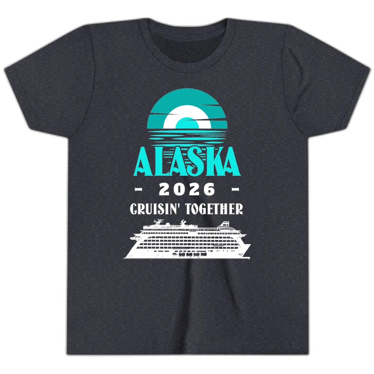 Alaska 2026 Cruisin' Together Cruise Ship Youth T-Shirt in Heather Navy