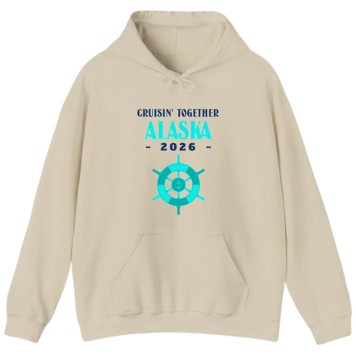 Cruisin' Together Alaska 2026 Ship Wheel Hoodie in Sand