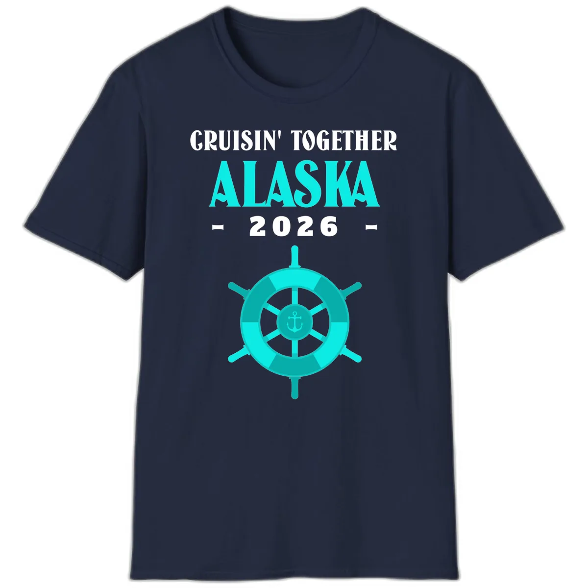 Cruisin' Together Alaska 2026 Ship Wheel T-Shirt in Navy