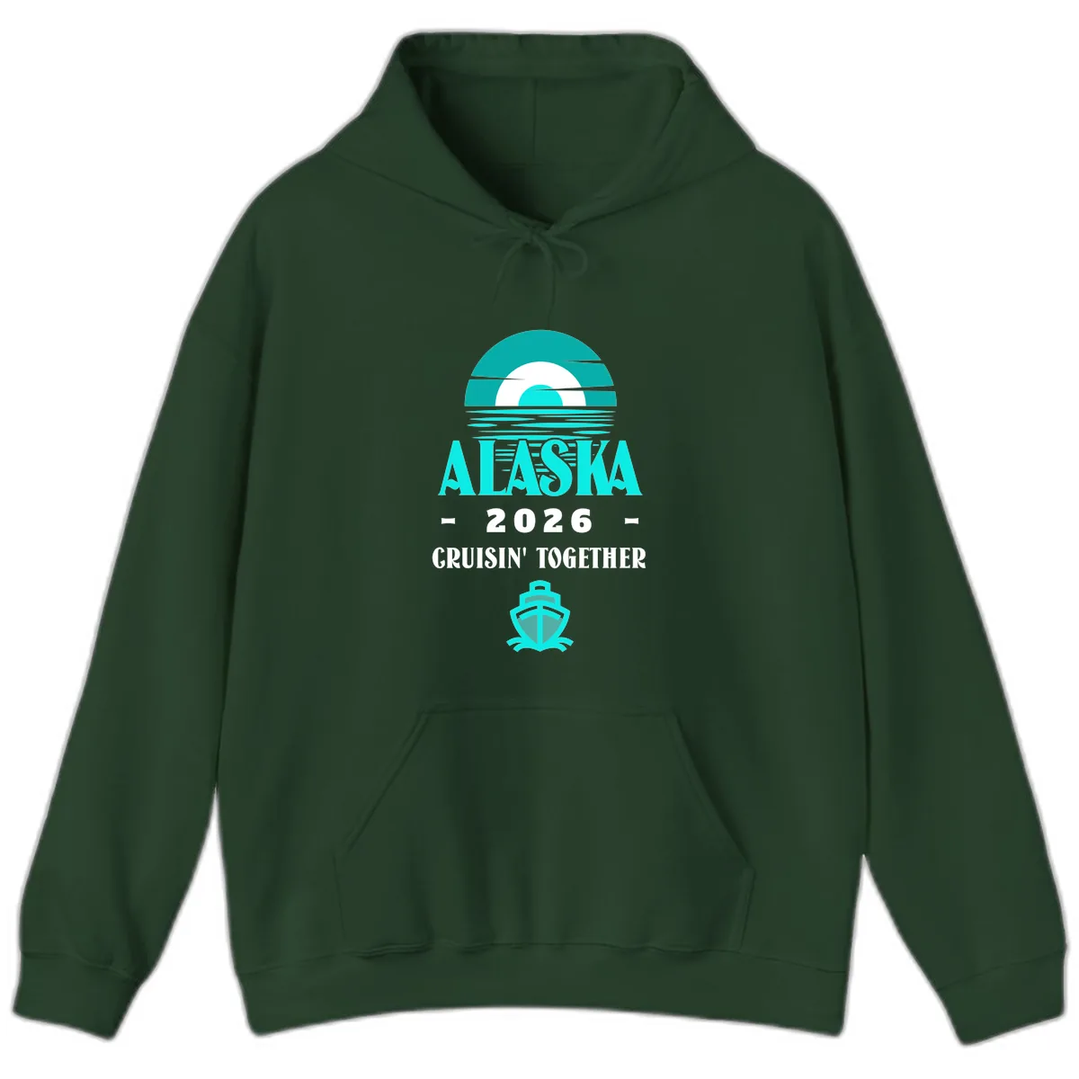 Alaska 2026 Cruisin' Together Scenic Hoodie in Forest Green