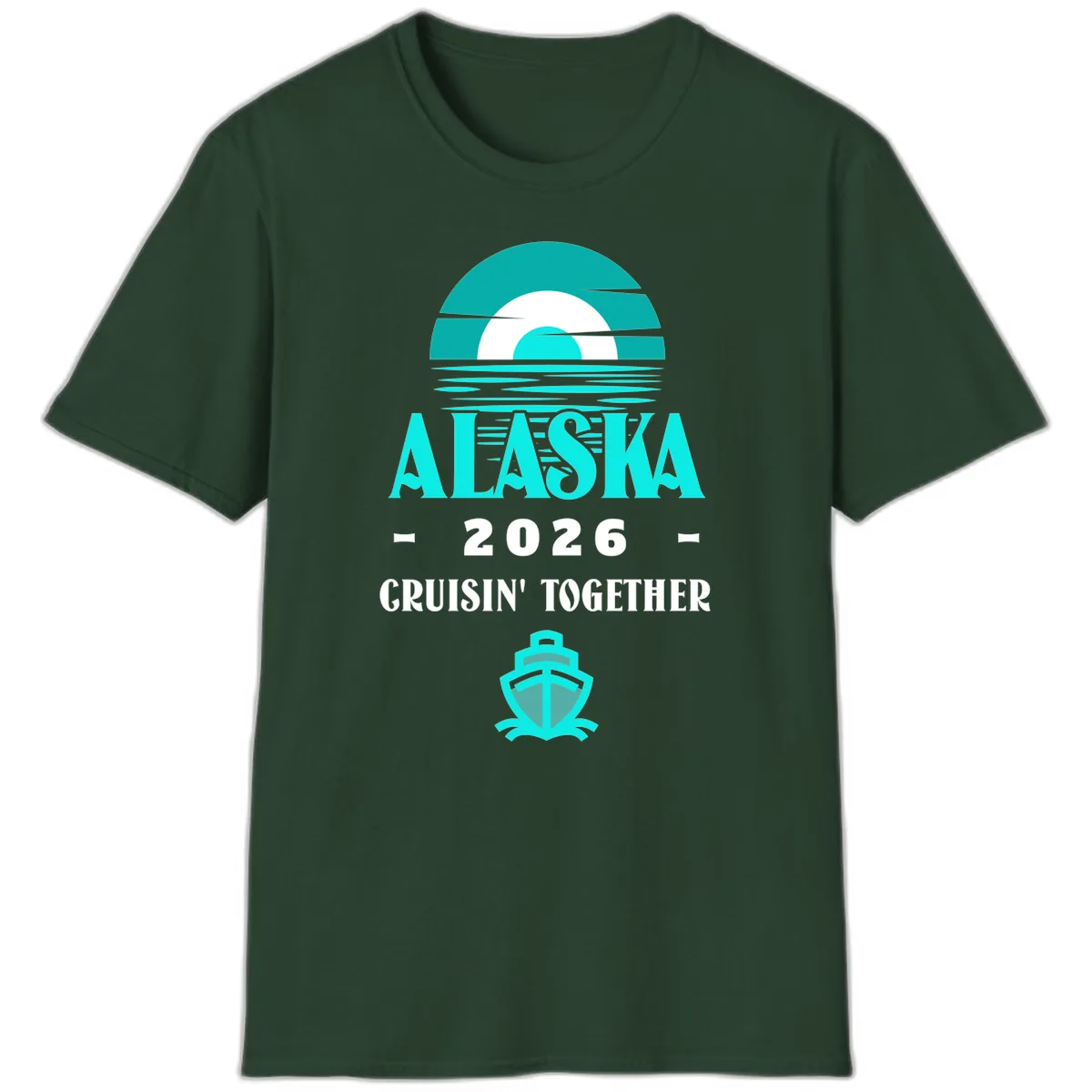 Alaska 2026 Cruisin' Together Scenic T-Shirt in Forest Green