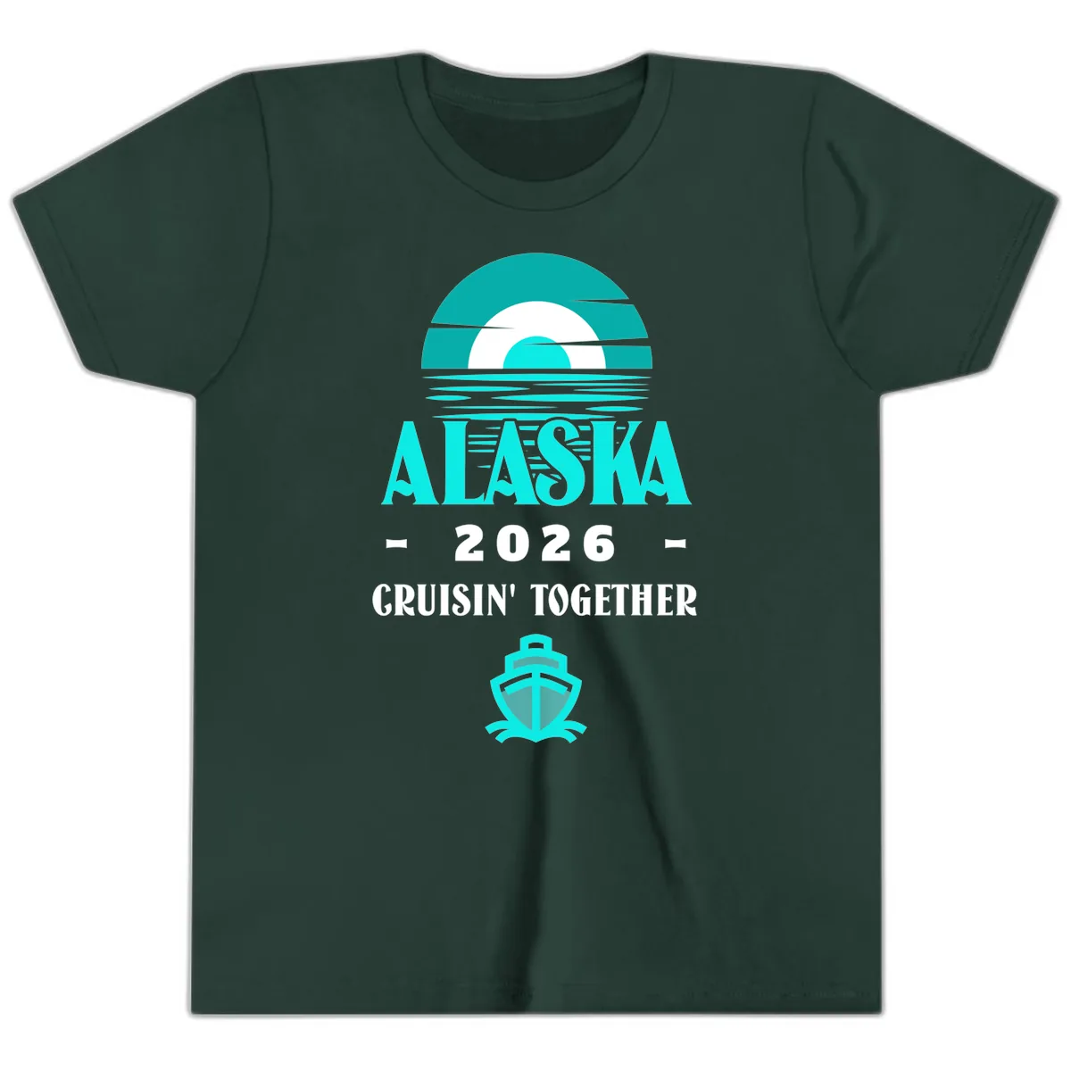 Alaska 2026 Cruisin' Together Scenic Youth T-Shirt in Forest