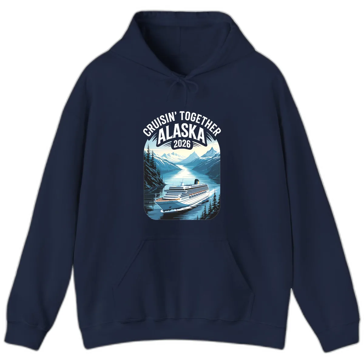 Alaskan Cruise Together 2026 Ship Scenic Hoodie in Navy