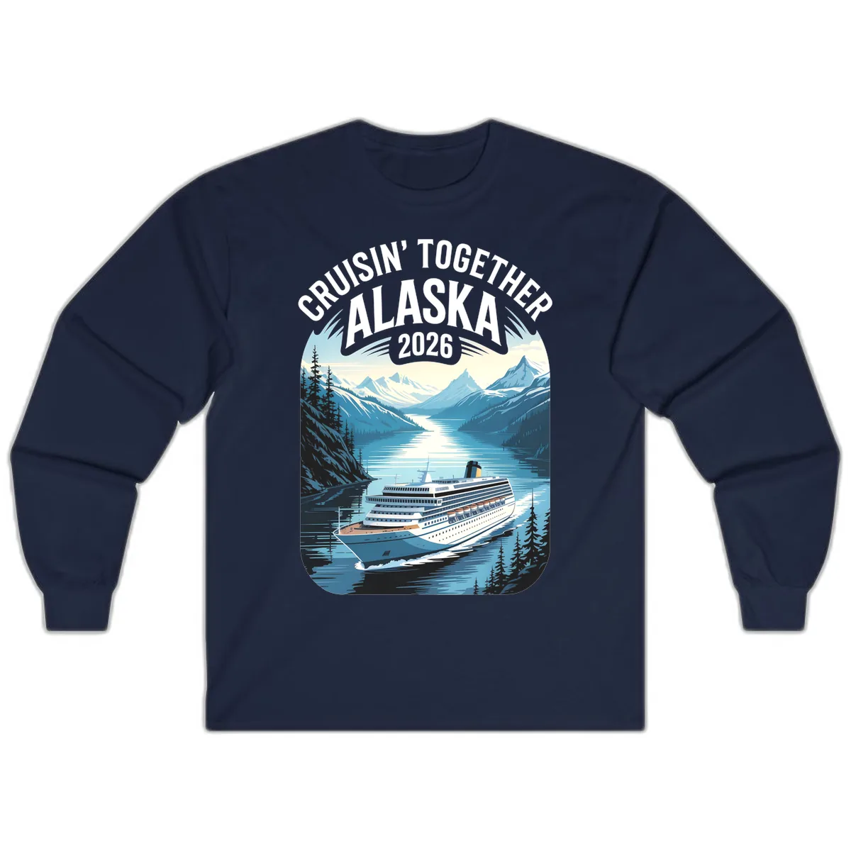Alaskan Cruise Together 2026 Ship Scenic Long Sleeve in Navy
