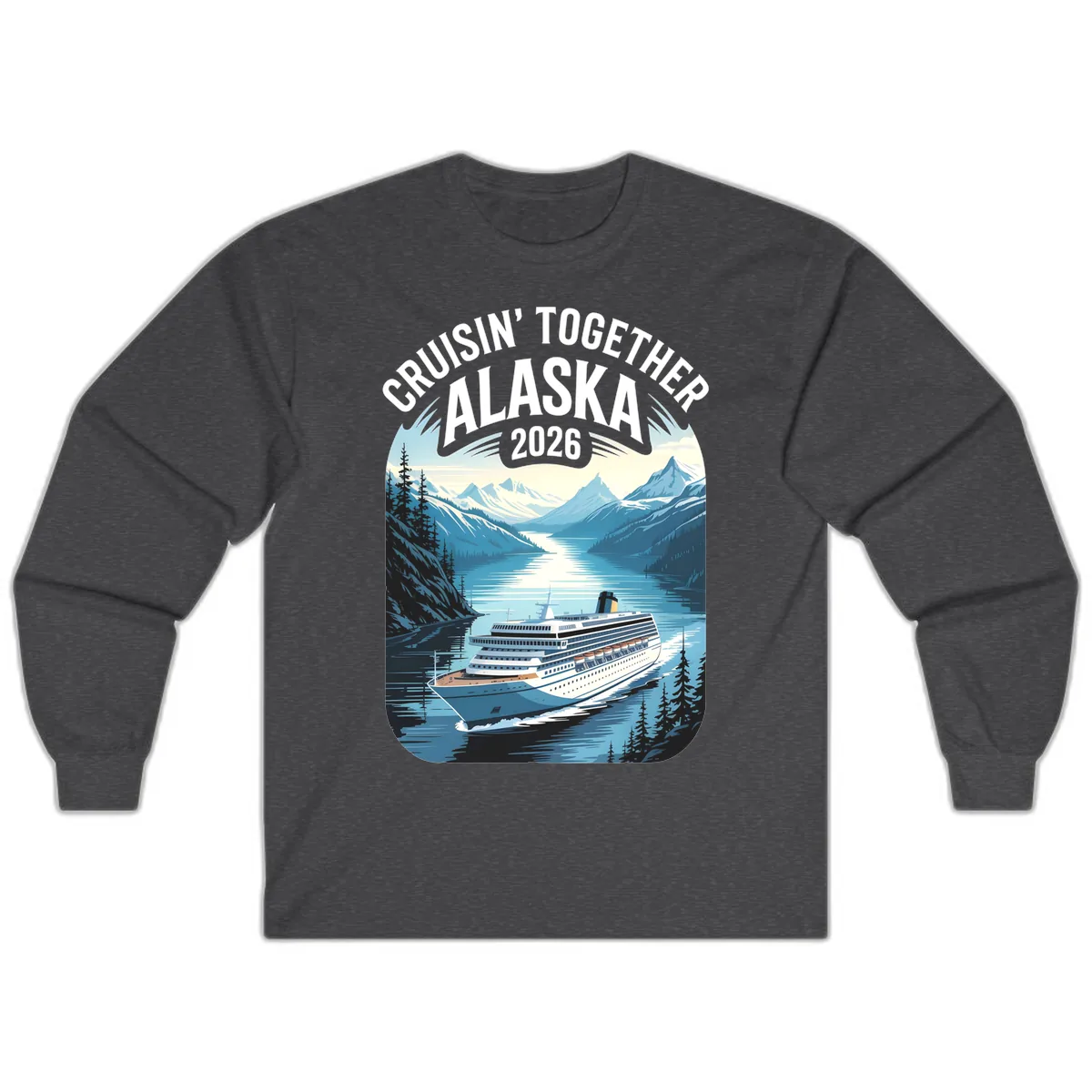 Alaskan Cruise Together 2026 Ship Scenic Long Sleeve in Dark Heather