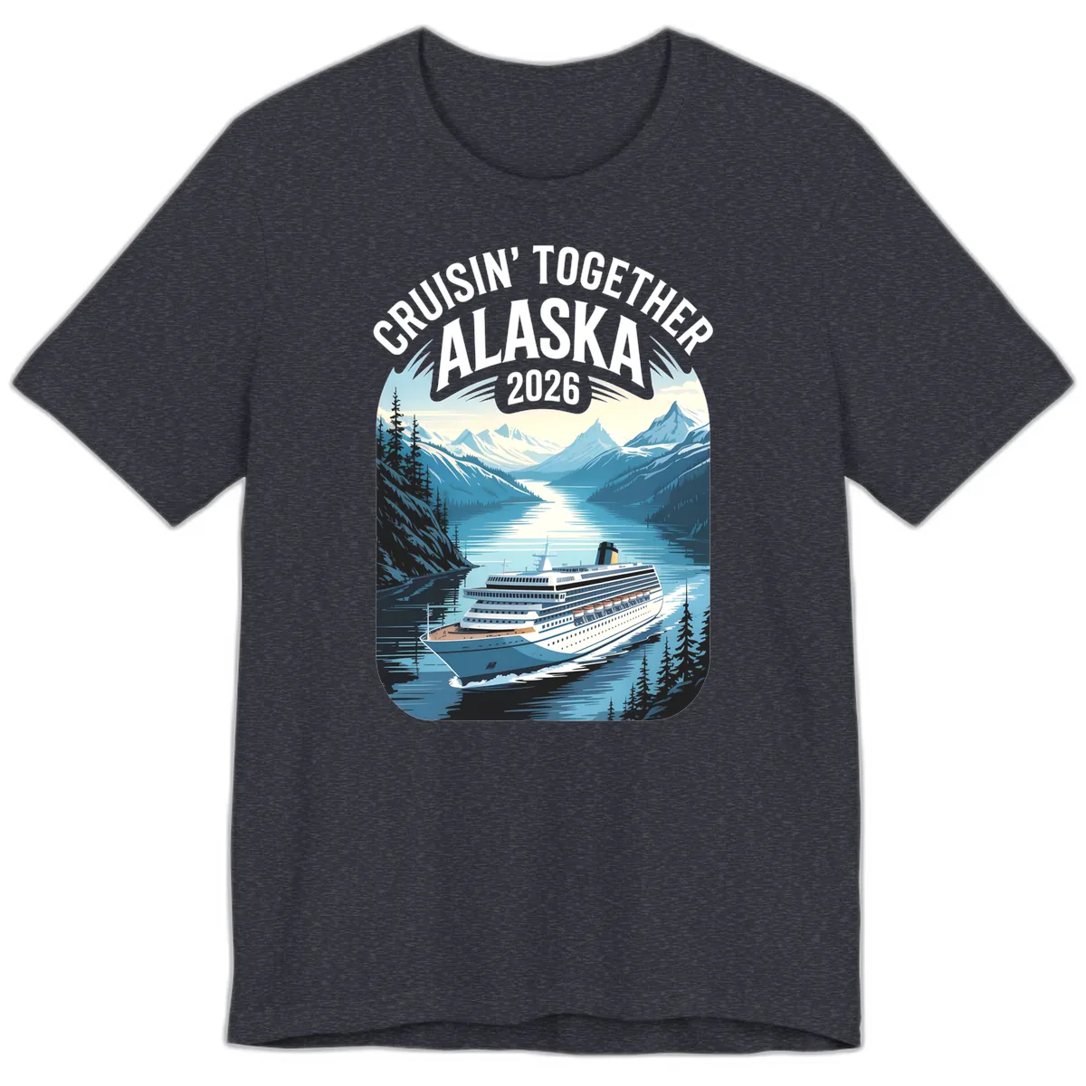 Alaskan Cruise Together 2026 Ship Scenic Premium T-Shirt in Heather Navy