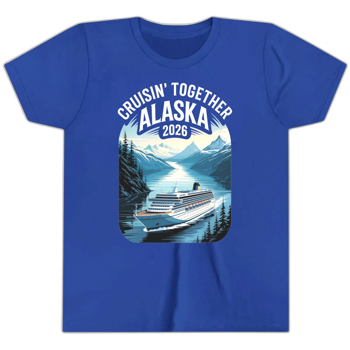 Alaskan Cruise Together 2026 Ship Scenic Youth T-Shirt in True Royal