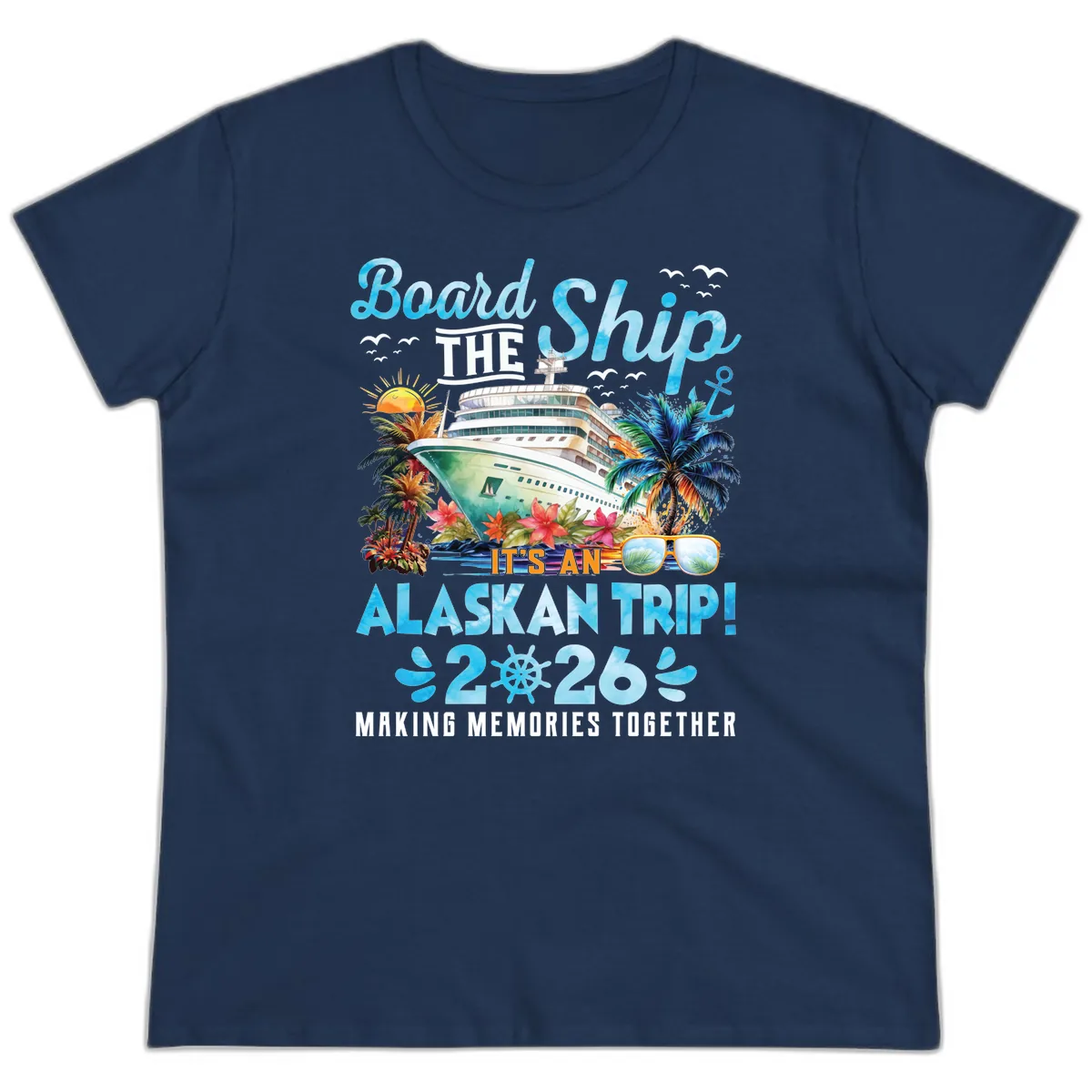 Alaskan Cruise Ship Adventure 2026 Ladies Tee in Navy