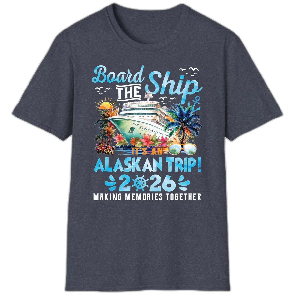 Alaskan Cruise Ship Adventure 2026 T-Shirt in Heather Navy