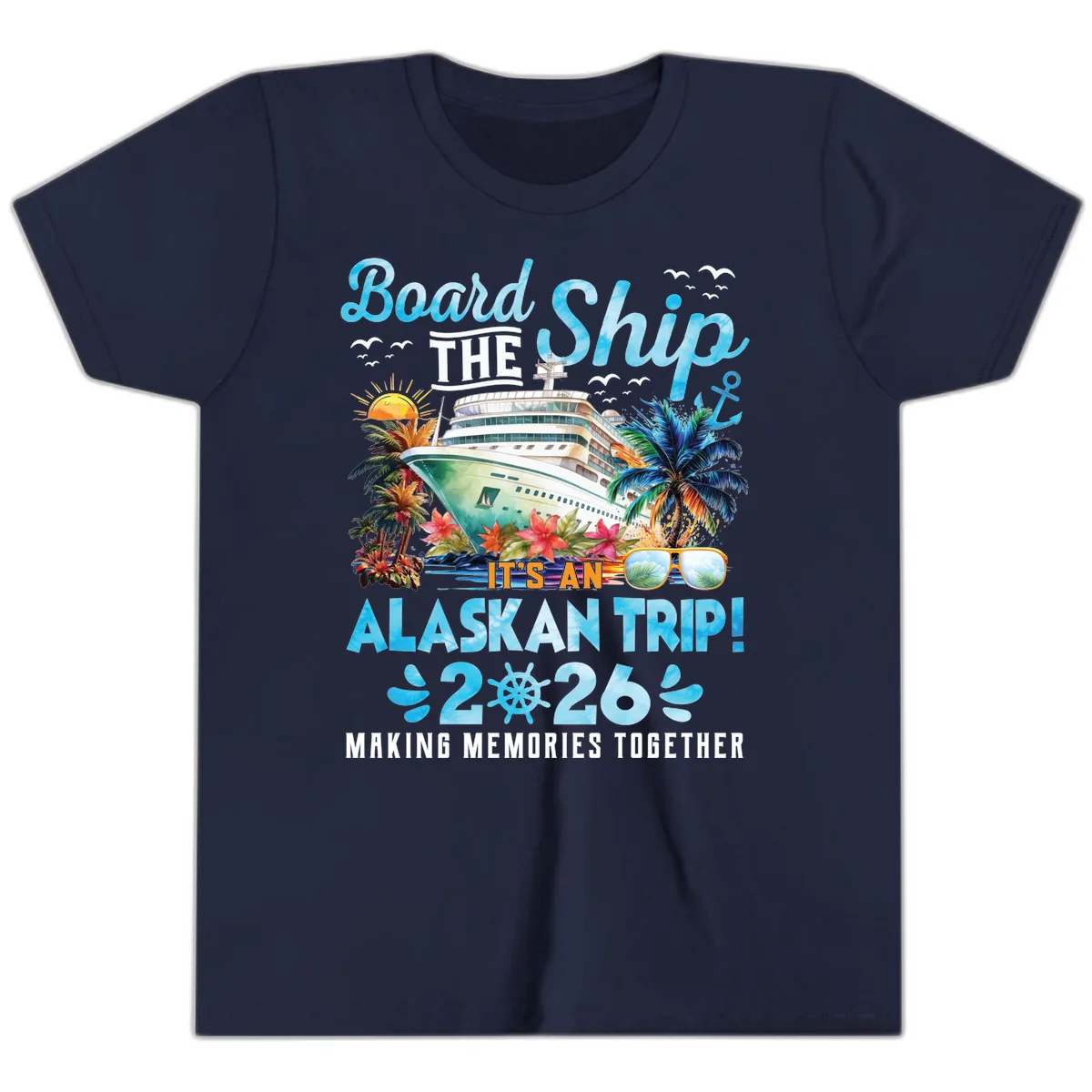 Alaskan Cruise Ship Adventure 2026 Youth T-Shirt in Navy