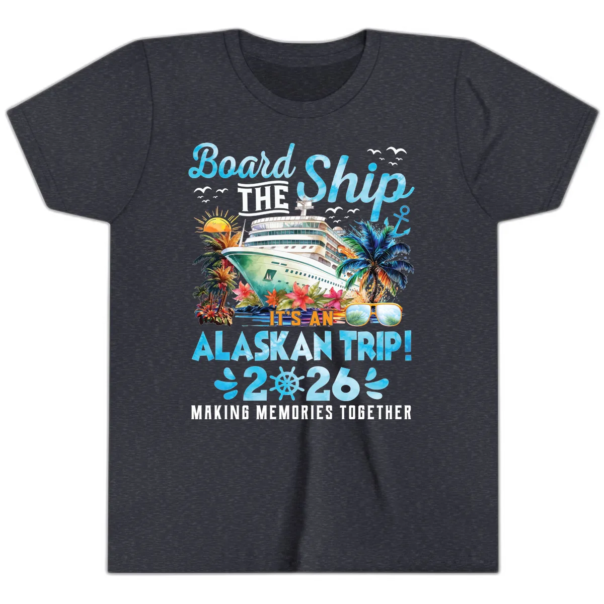 Alaskan Cruise Ship Adventure 2026 Youth T-Shirt in Heather Navy