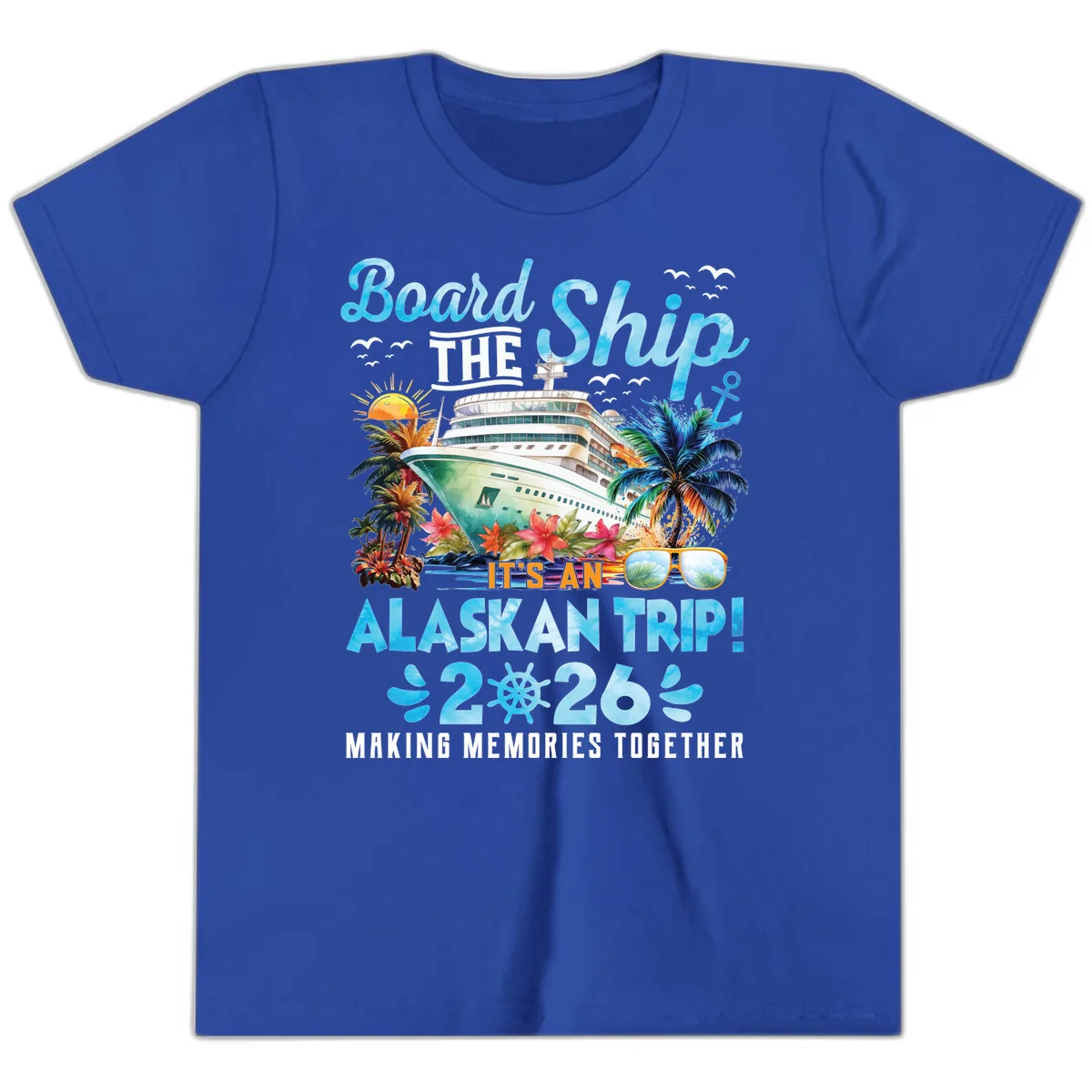 Alaskan Cruise Ship Adventure 2026 Youth T-Shirt in True Royal