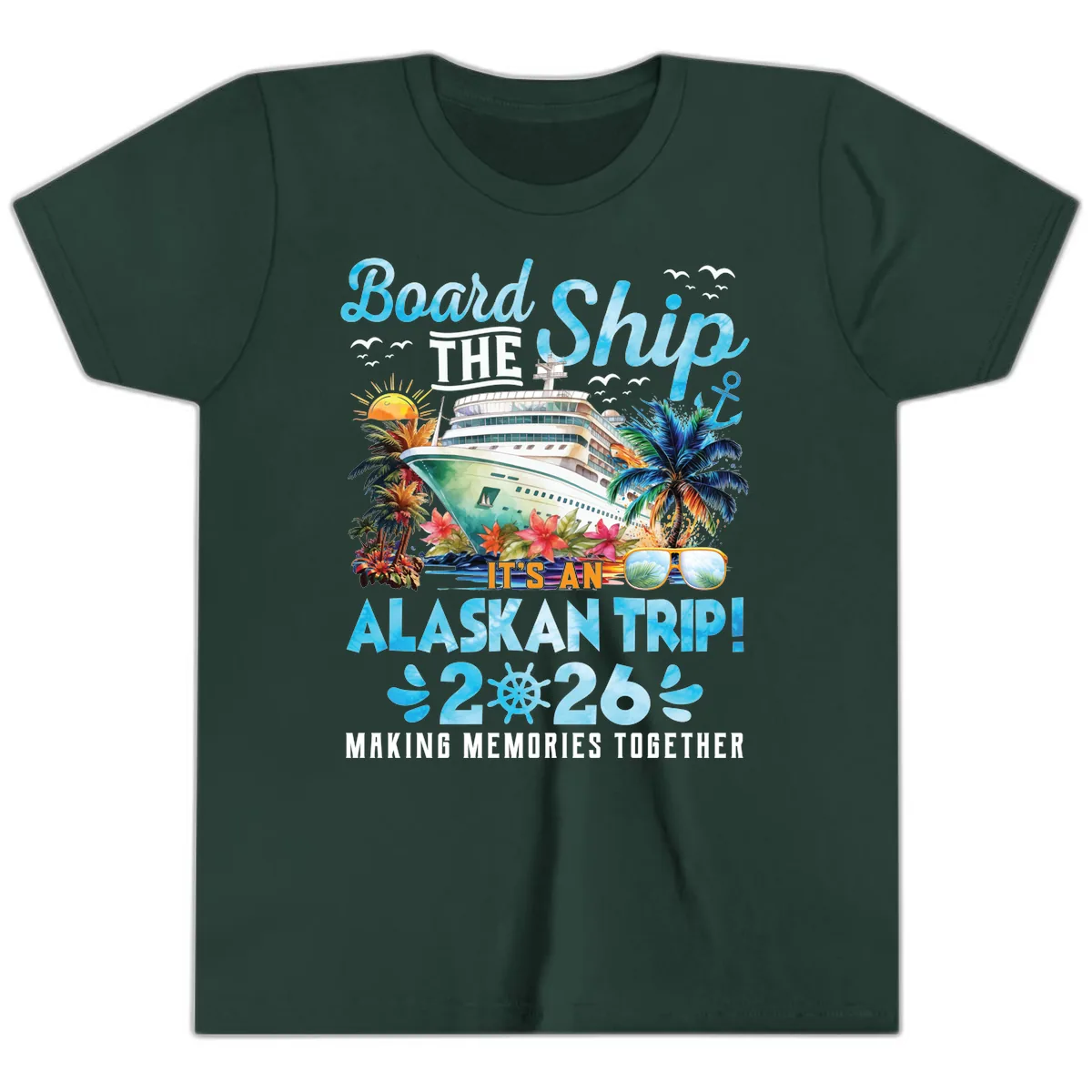 Alaskan Cruise Ship Adventure 2026 Youth T-Shirt in Forest