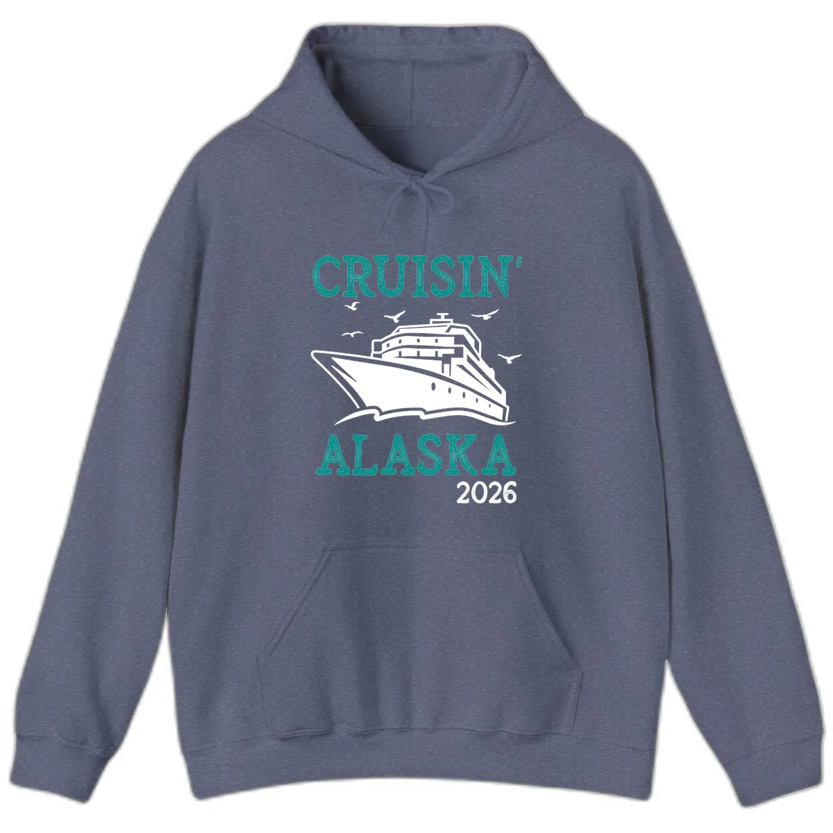 Cruisin' Alaska 2026 Cruise Ship Design Hoodie in Heather Navy