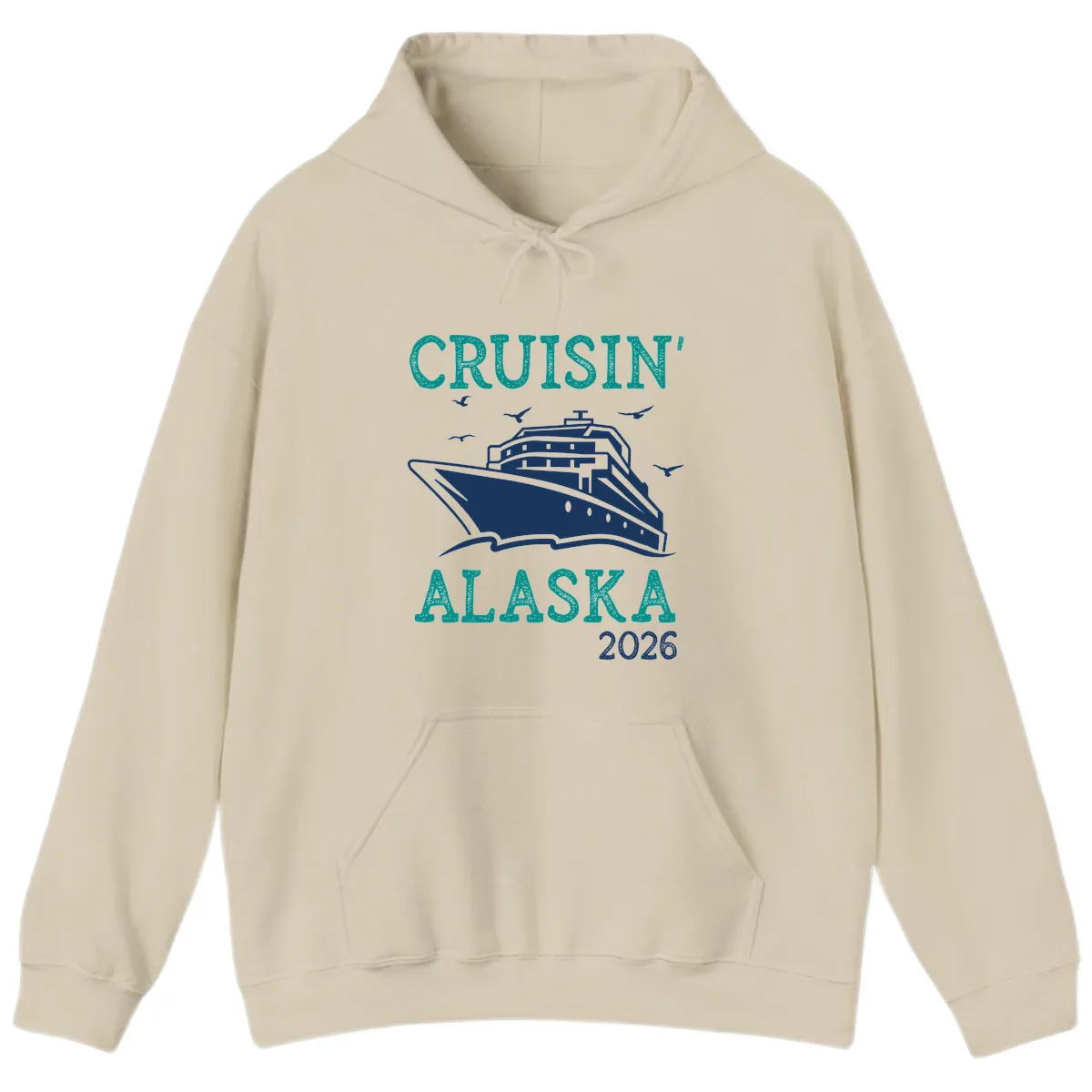 Cruisin' Alaska 2026 Cruise Ship Design Hoodie in Sand