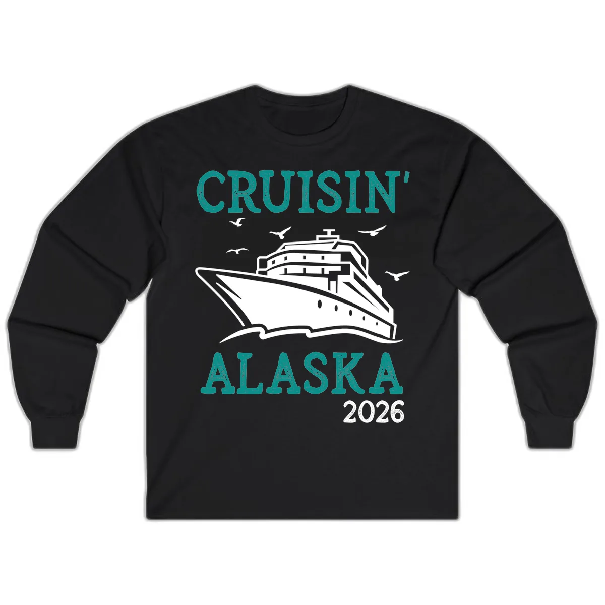 Cruisin' Alaska 2026 Cruise Ship Design Long Sleeve in Black
