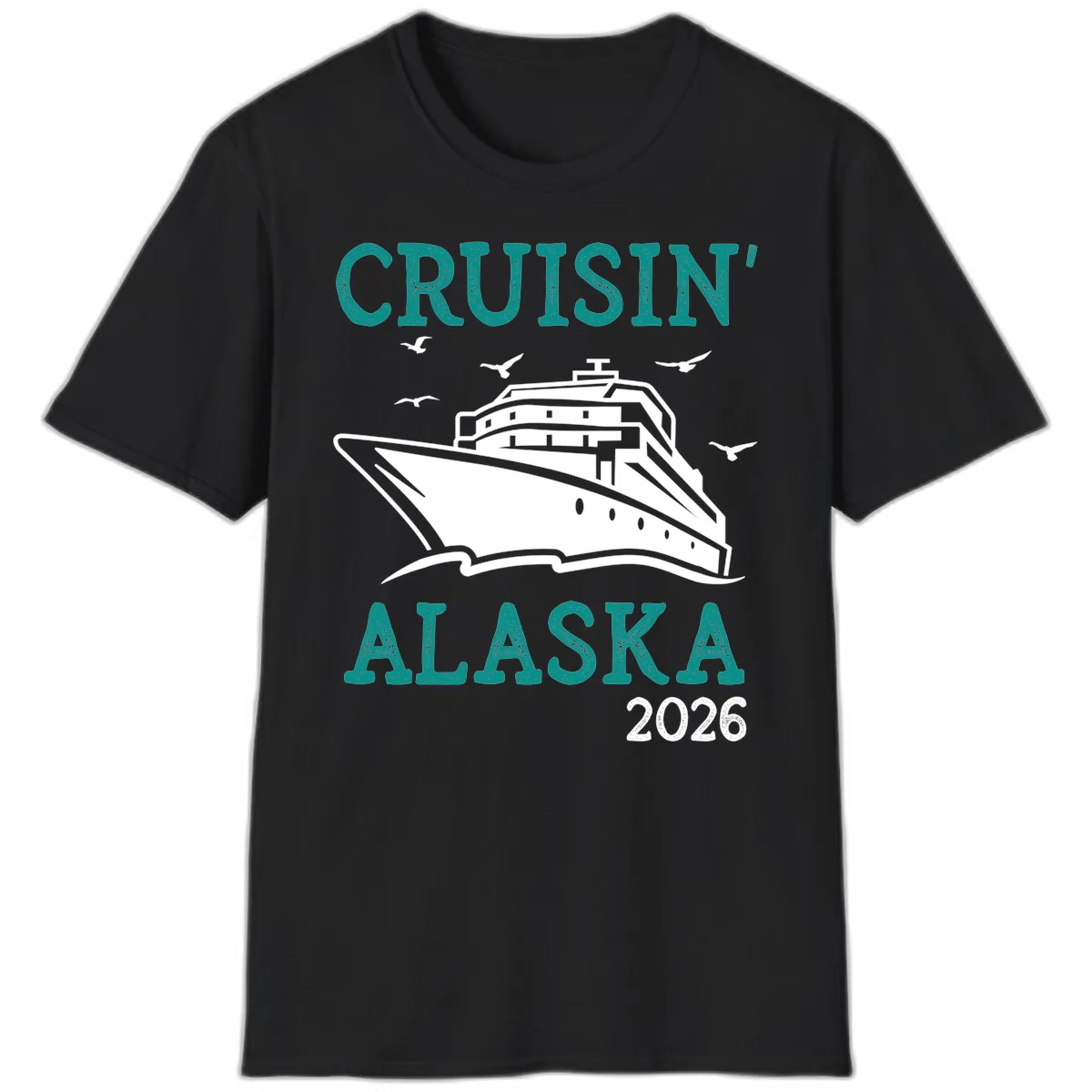 Cruisin' Alaska 2026 Cruise Ship Design T-Shirt in Black