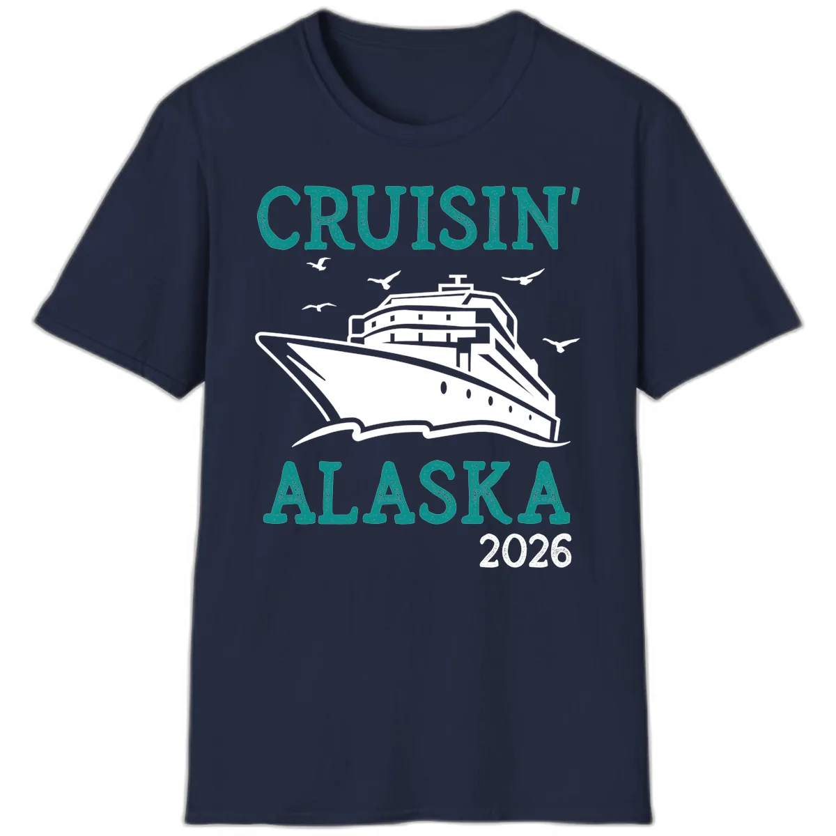 Cruisin' Alaska 2026 Cruise Ship Design T-Shirt in Navy