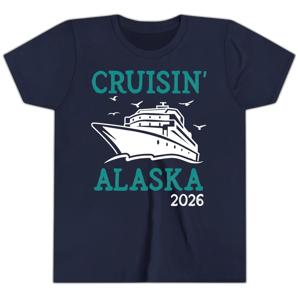 Cruisin' Alaska 2026 Cruise Ship Design Youth T-Shirt in Navy