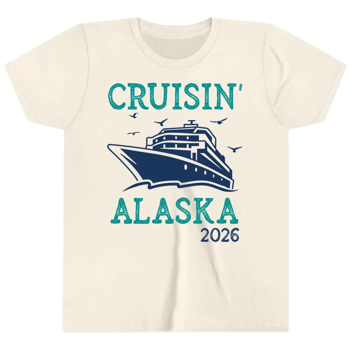 Cruisin' Alaska 2026 Cruise Ship Design Youth T-Shirt in Natural