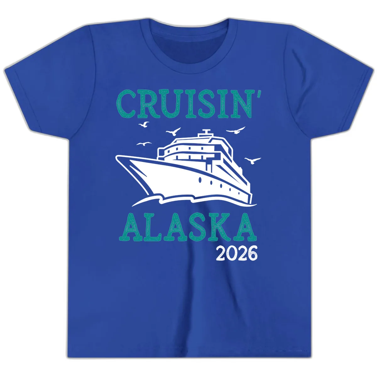 Cruisin' Alaska 2026 Cruise Ship Design Youth T-Shirt in True Royal