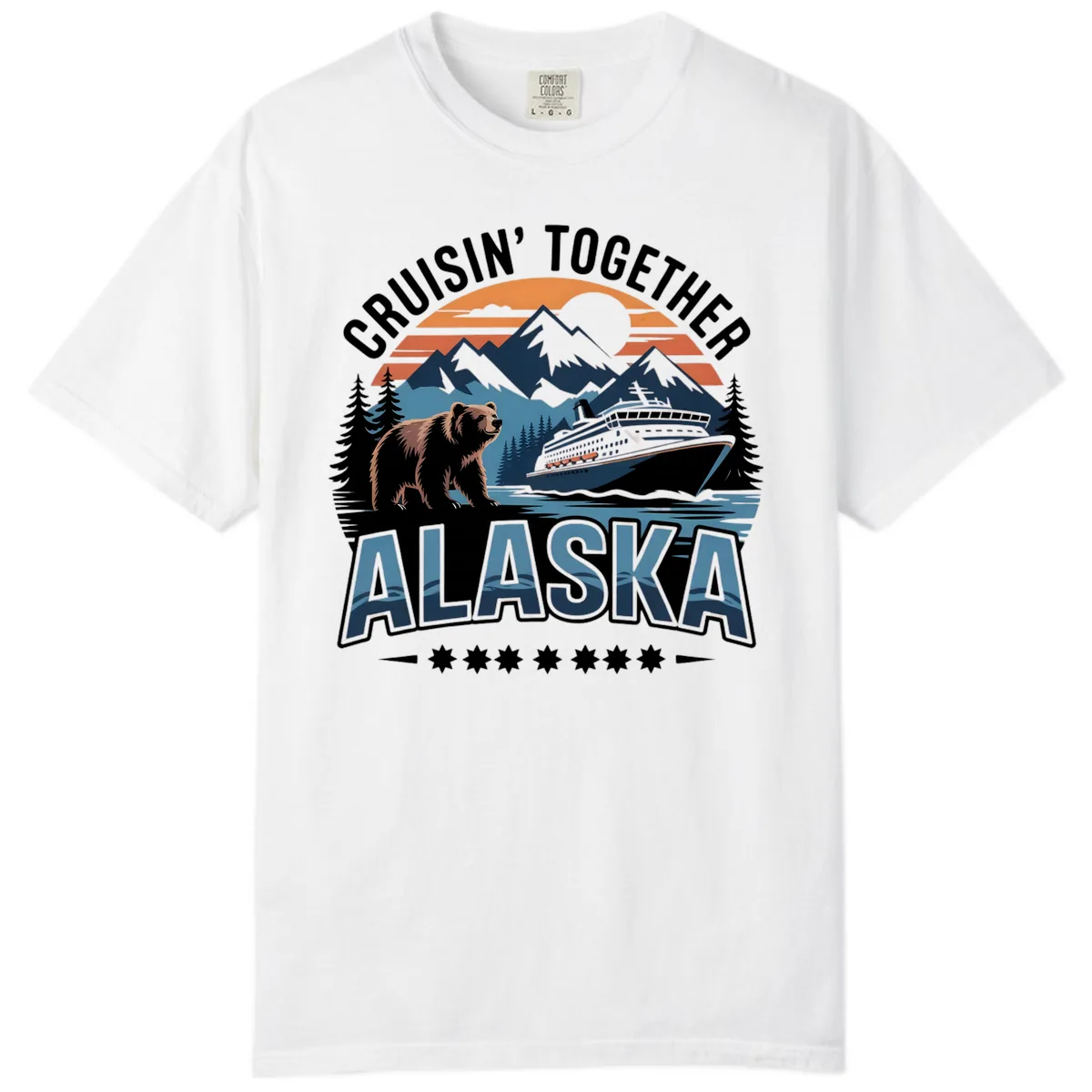 Cruisin' Together Alaska Bear and Cruise Ship Comfort Color in White