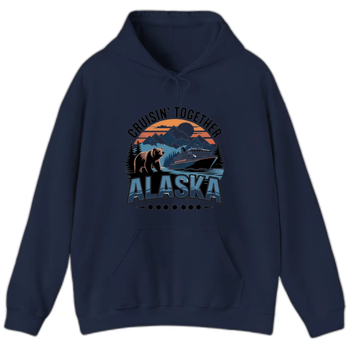 Cruisin' Together Alaska Bear and Cruise Ship Hoodie in Navy