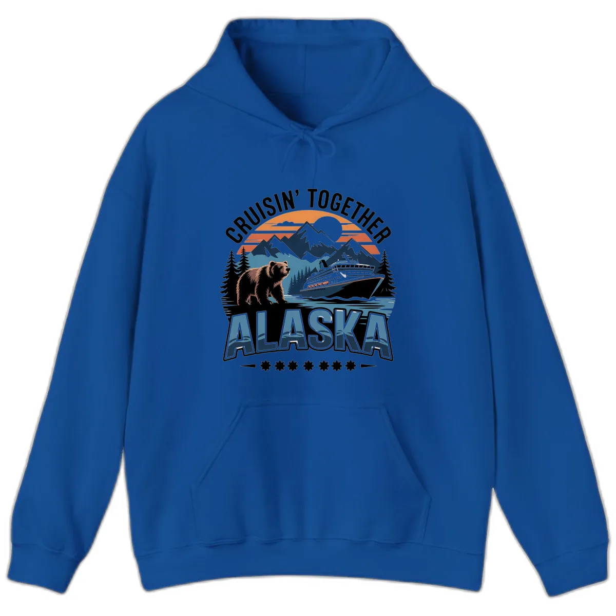 Cruisin' Together Alaska Bear and Cruise Ship Hoodie in Royal