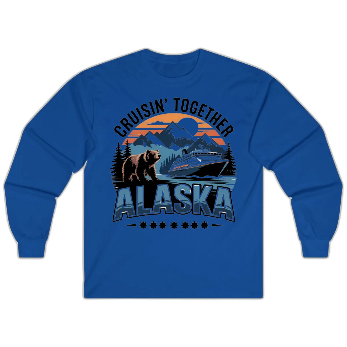 Cruisin' Together Alaska Bear and Cruise Ship Long Sleeve in Royal