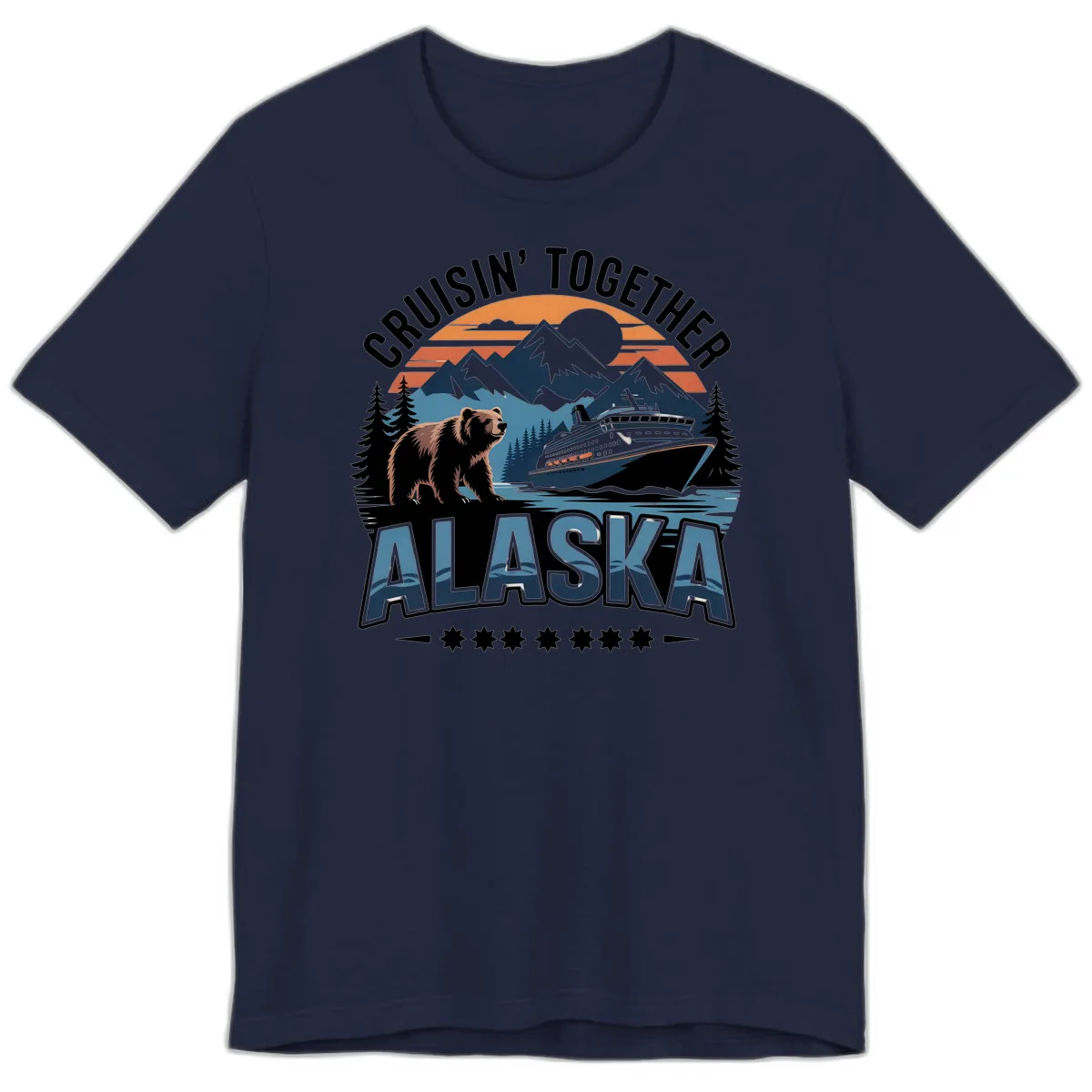 Cruisin' Together Alaska Bear and Cruise Ship Premium T-Shirt in Navy