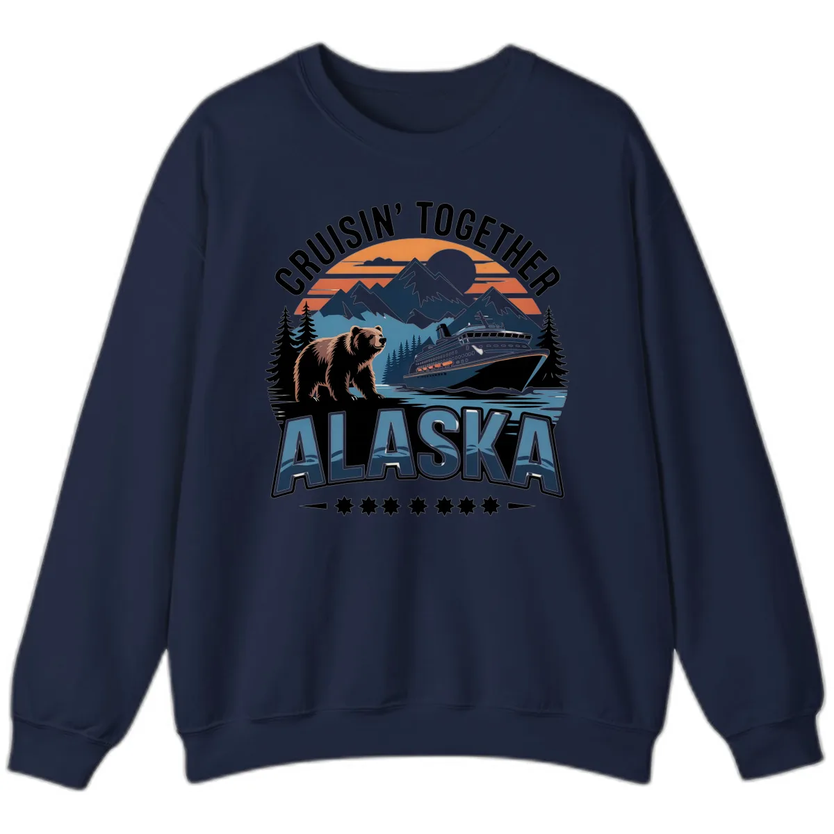 Cruisin' Together Alaska Bear and Cruise Ship Sweatshirt in Navy