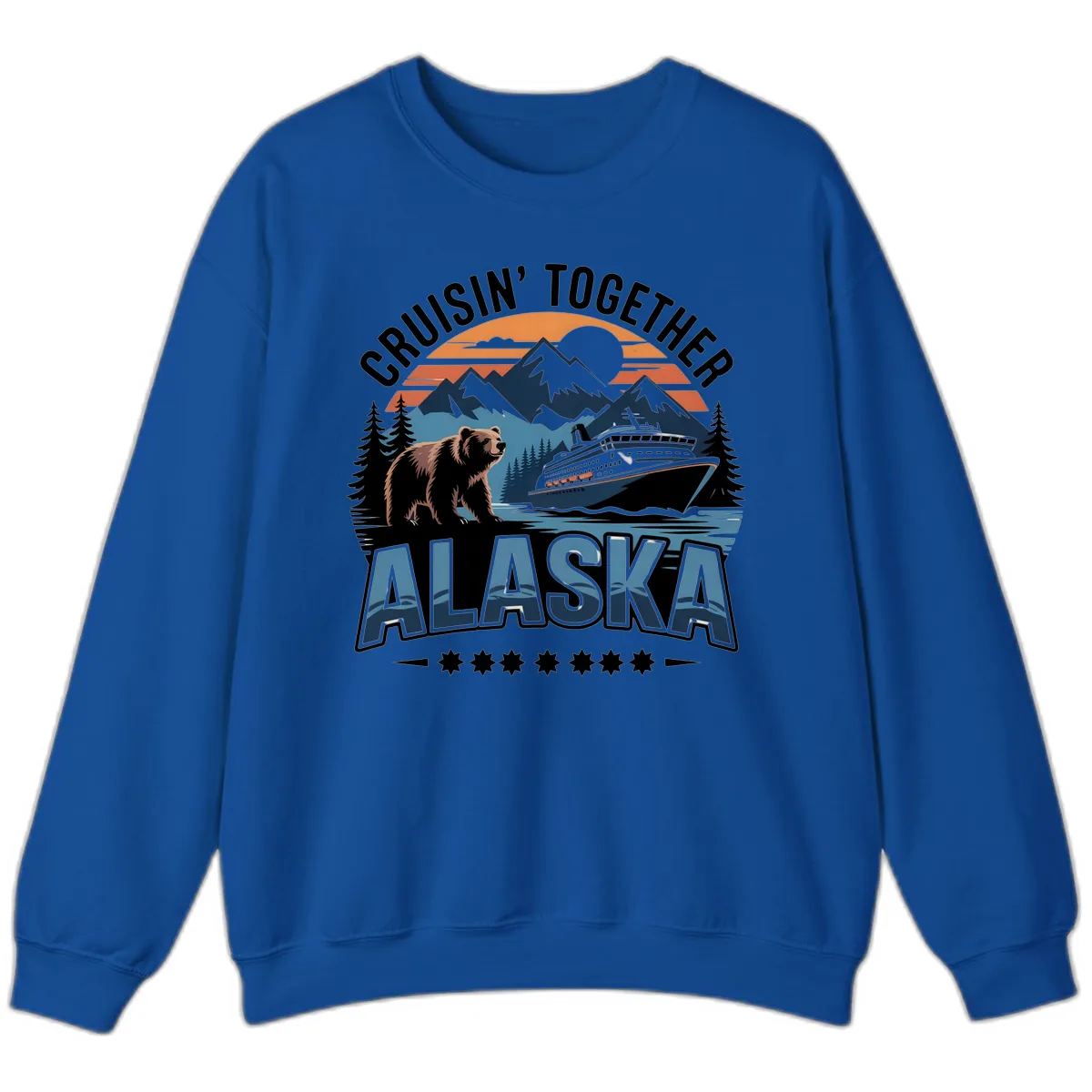 Cruisin' Together Alaska Bear and Cruise Ship Sweatshirt in Royal