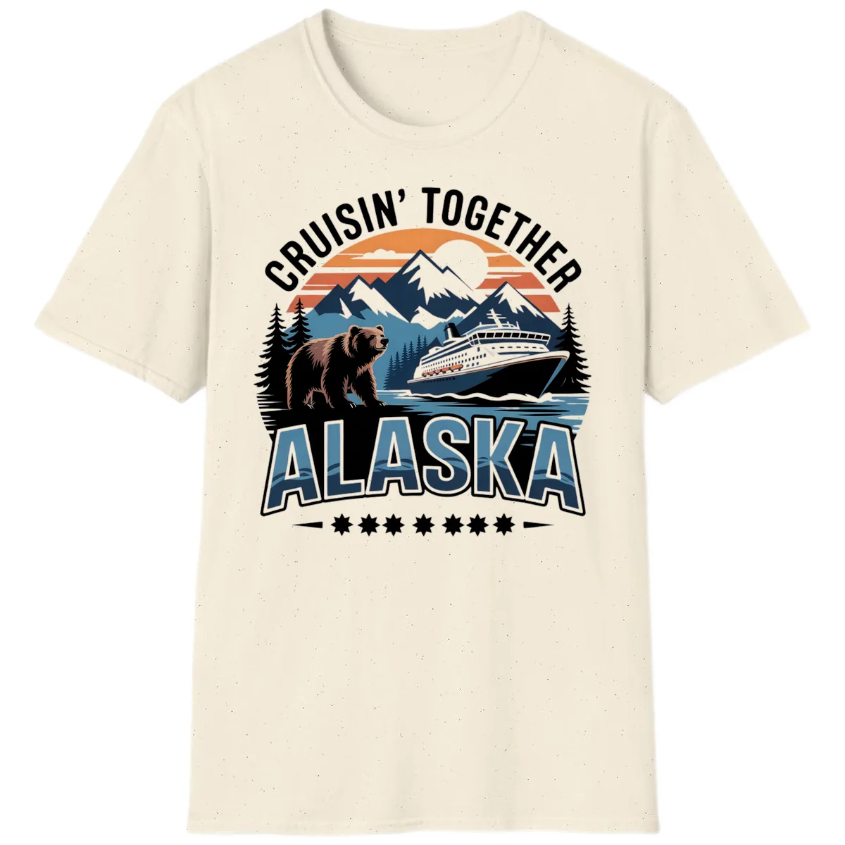 Cruisin' Together Alaska Bear and Cruise Ship T-Shirt in Natural