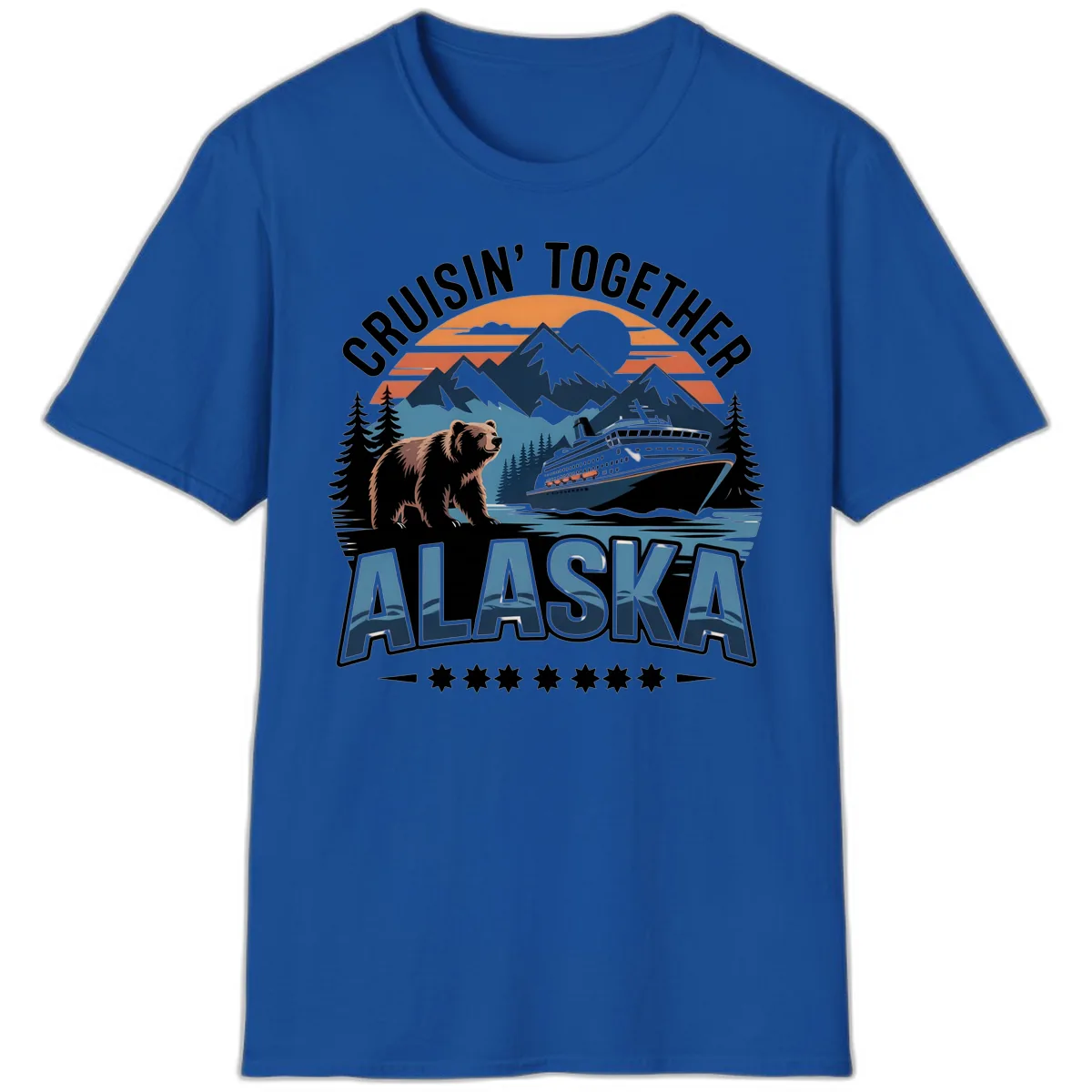 Cruisin' Together Alaska Bear and Cruise Ship T-Shirt in Royal