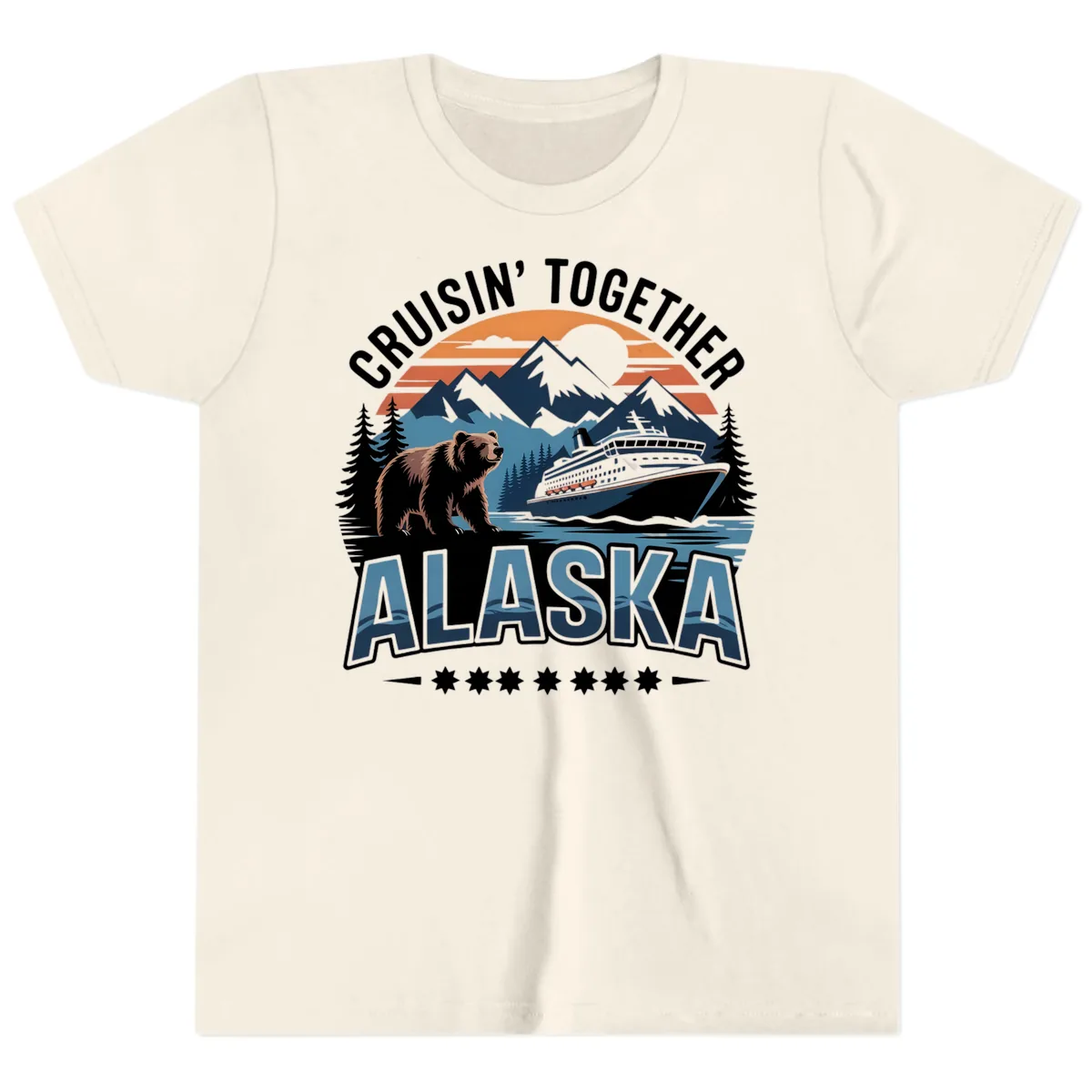 Cruisin' Together Alaska Bear and Cruise Ship Youth T-Shirt in Natural