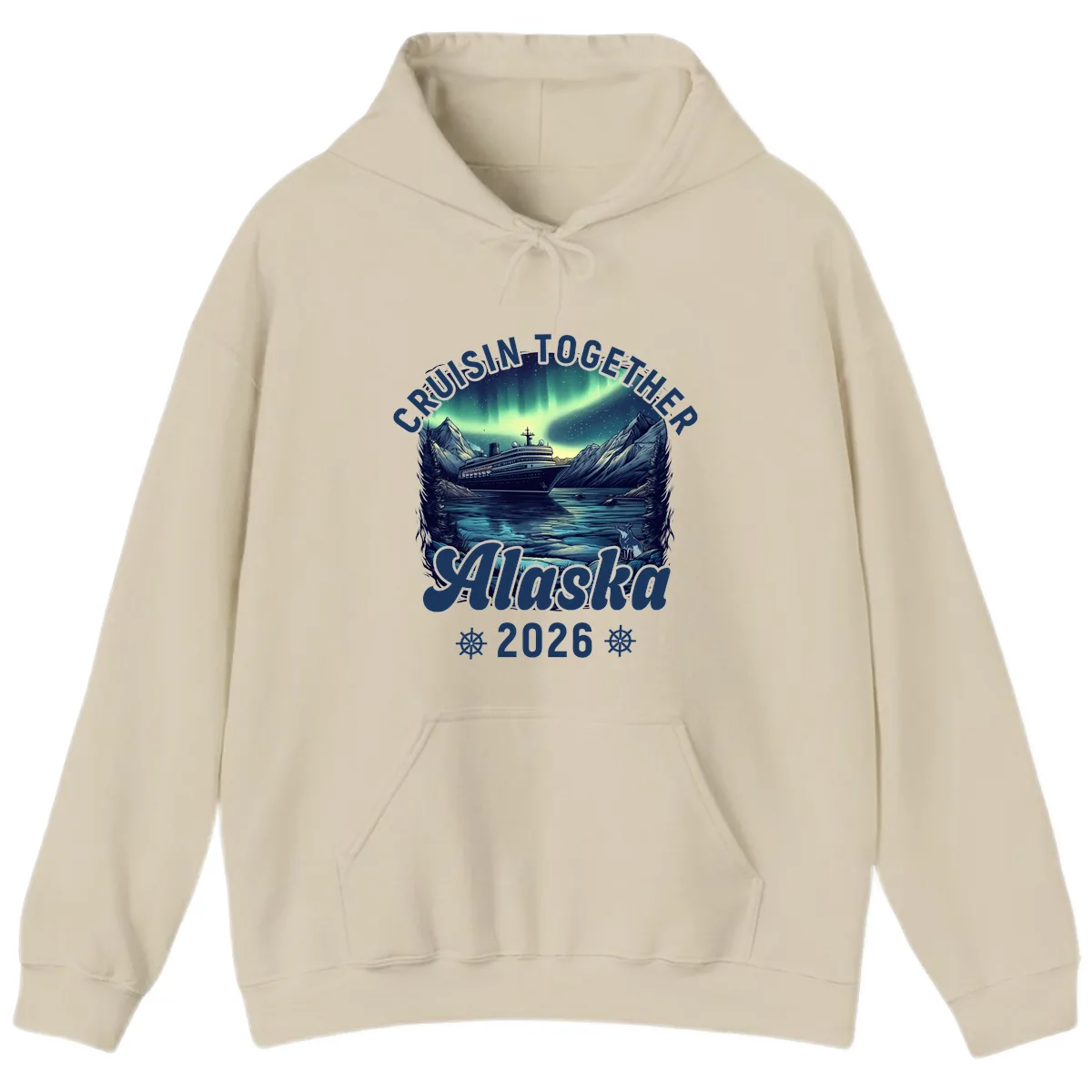 Cruisin Together Alaska 2026 Cruise Ship Hoodie in Sand