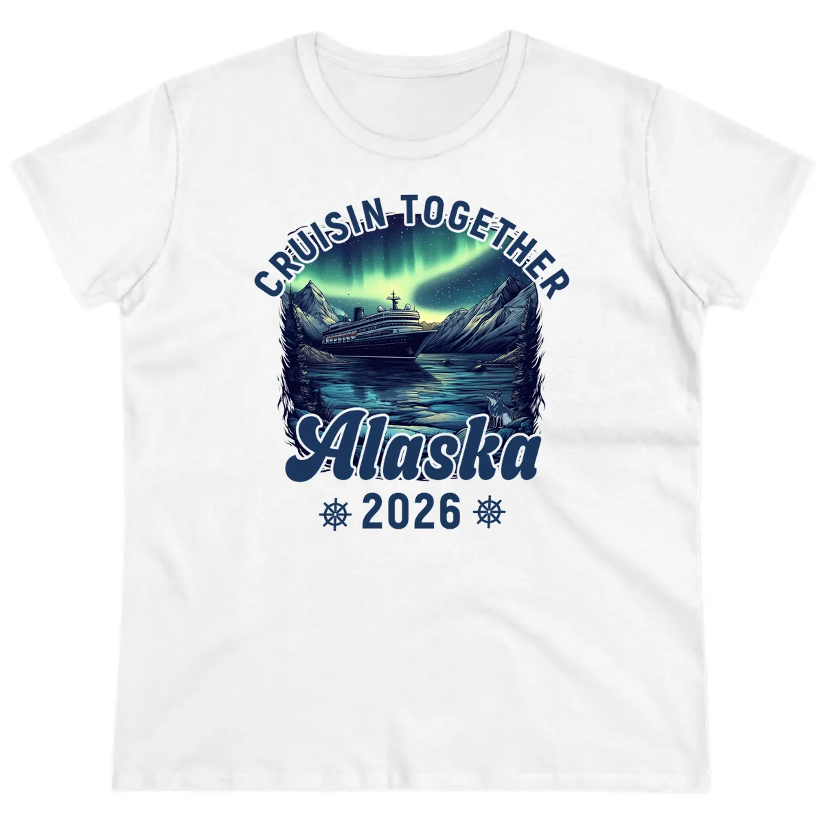 Cruisin Together Alaska 2026 Cruise Ship Ladies Tee in White