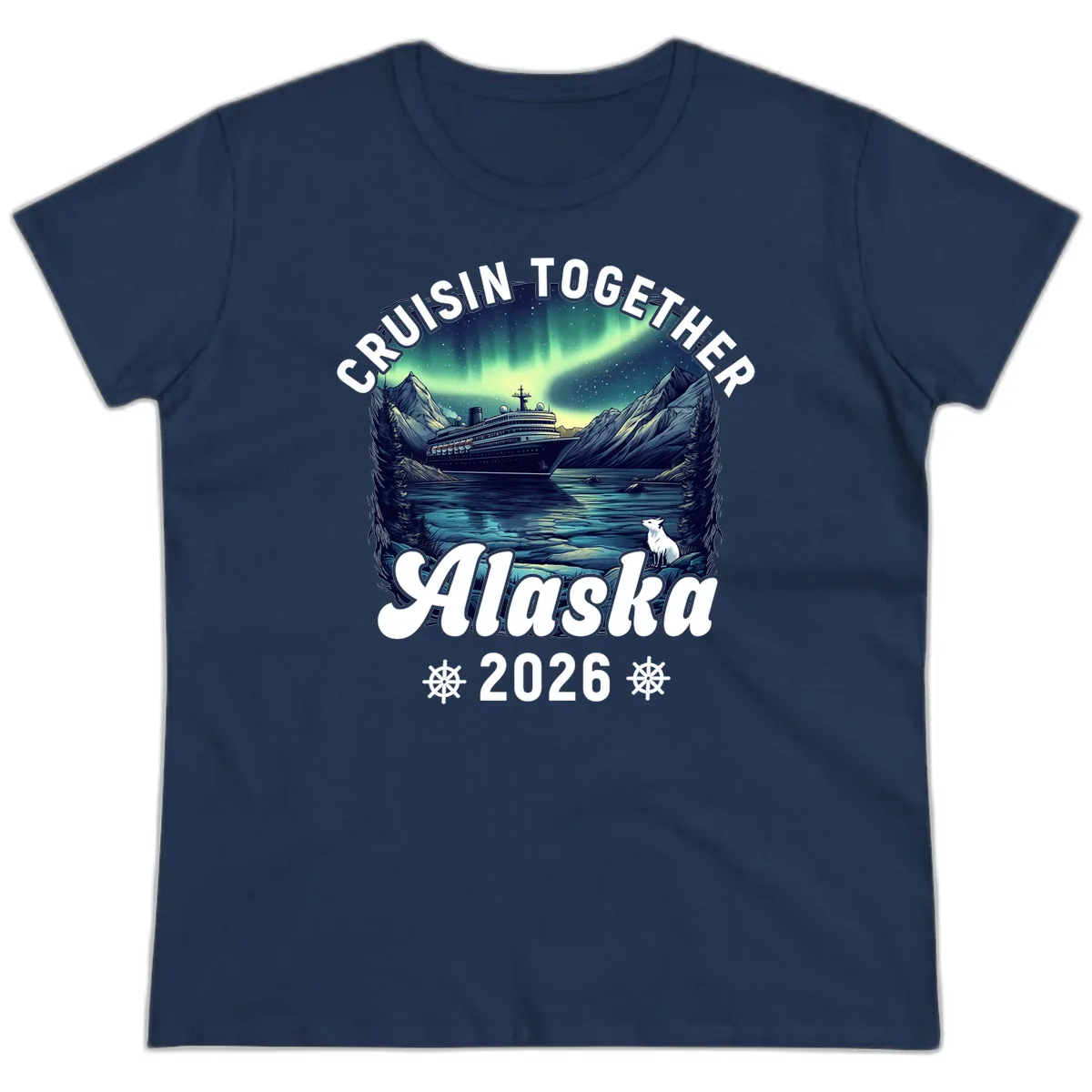 Cruisin Together Alaska 2026 Cruise Ship Ladies Tee in Navy