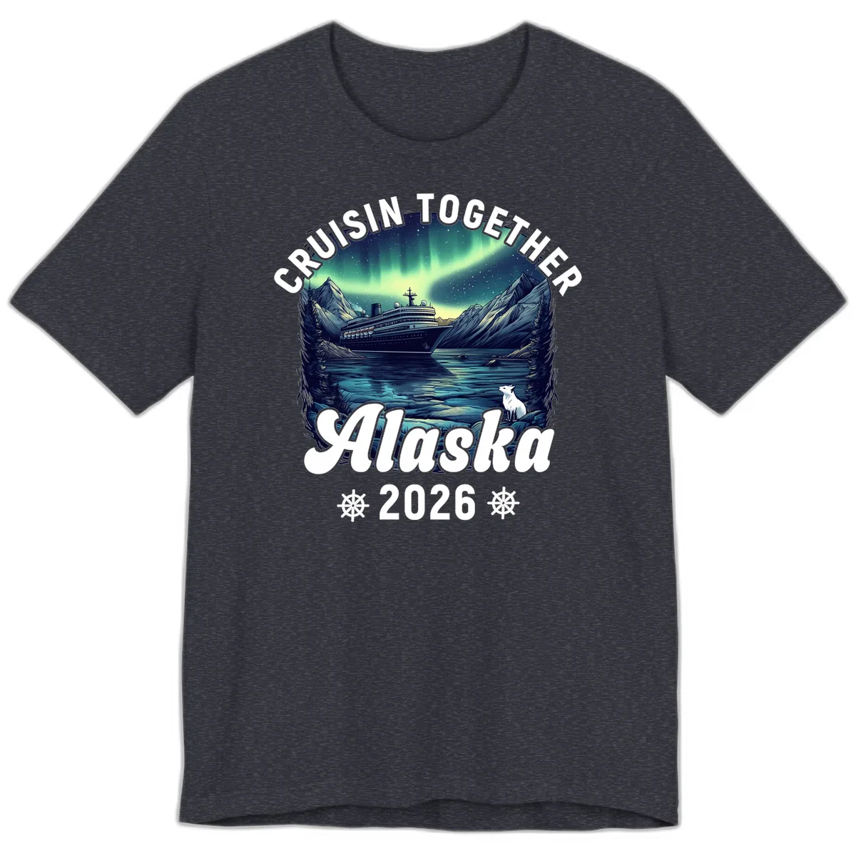 Cruisin Together Alaska 2026 Cruise Ship Premium T-Shirt in Heather Navy