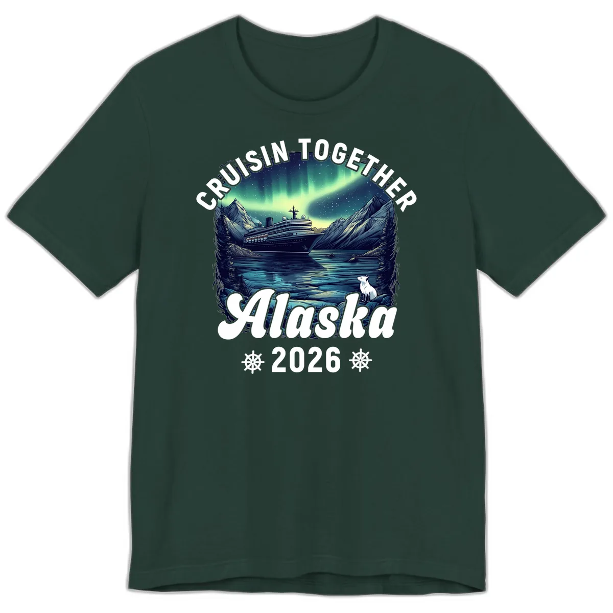 Cruisin Together Alaska 2026 Cruise Ship Premium T-Shirt in Forest