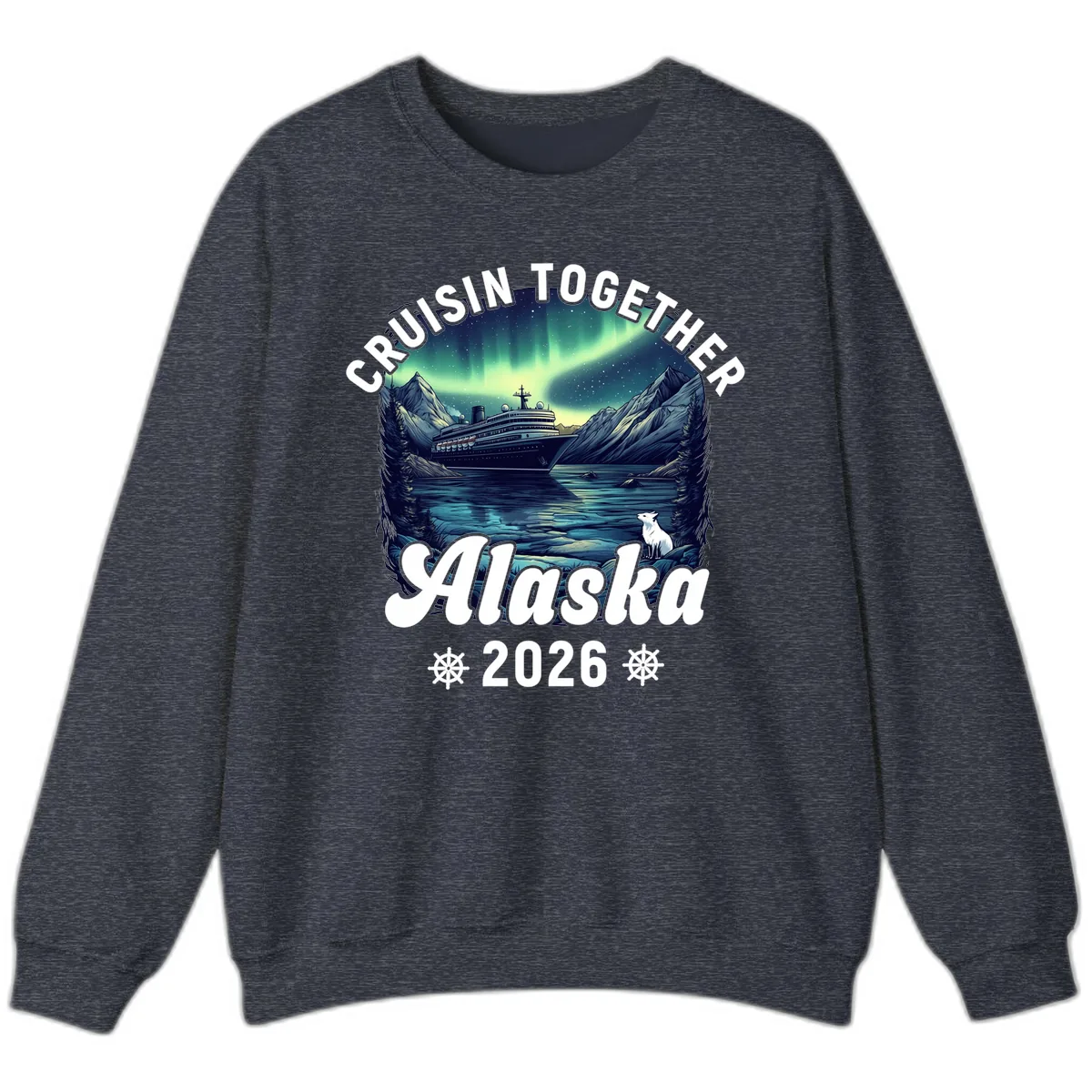 Cruisin Together Alaska 2026 Cruise Ship Sweatshirt in Heather Sport Dark Navy