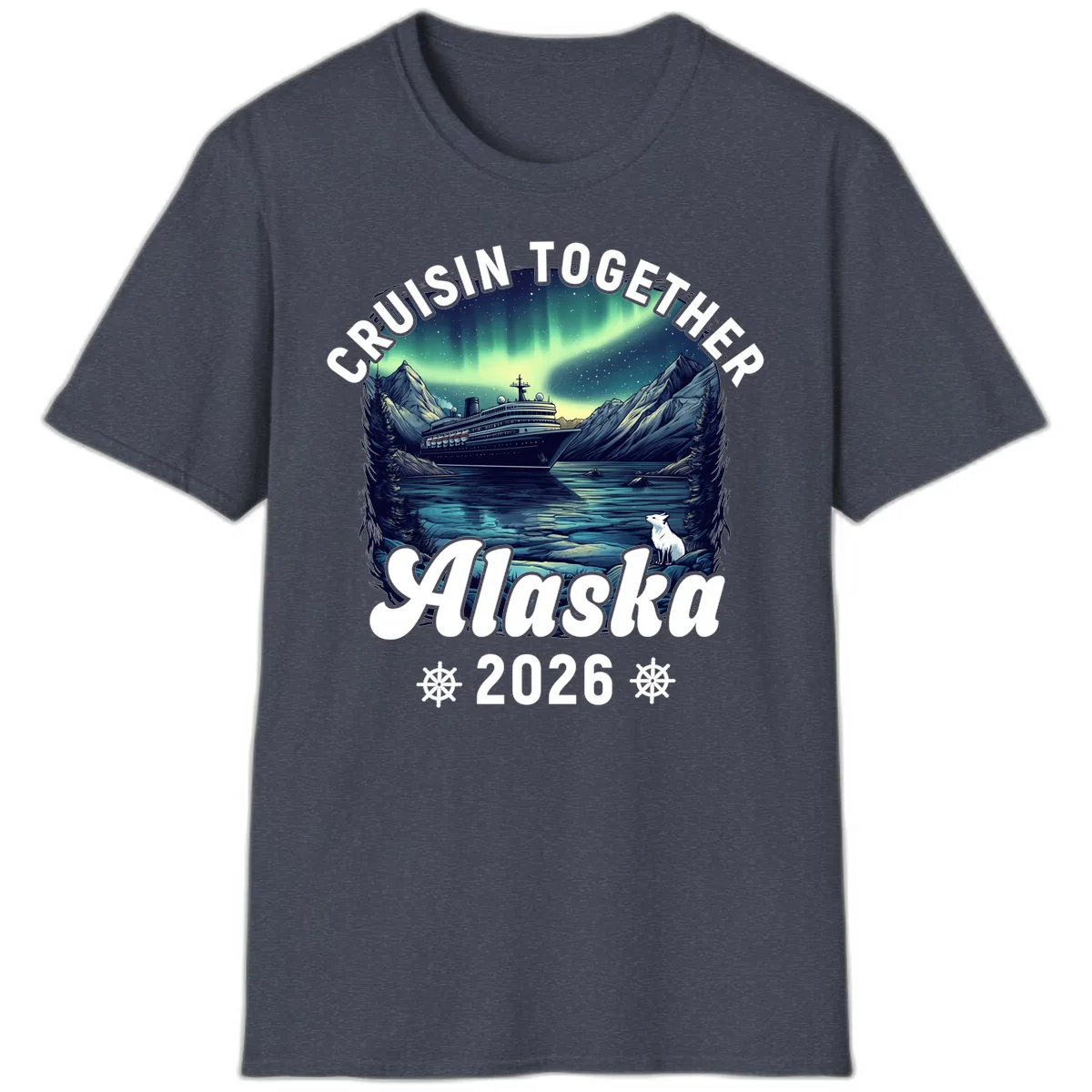 Cruisin Together Alaska 2026 Cruise Ship T-Shirt in Heather Navy