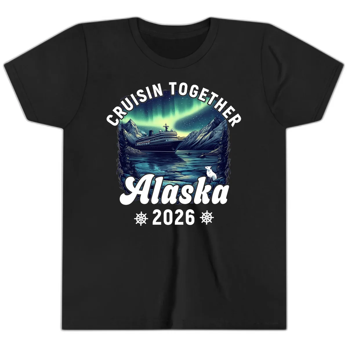 Cruisin Together Alaska 2026 Cruise Ship Youth T-Shirt in Black