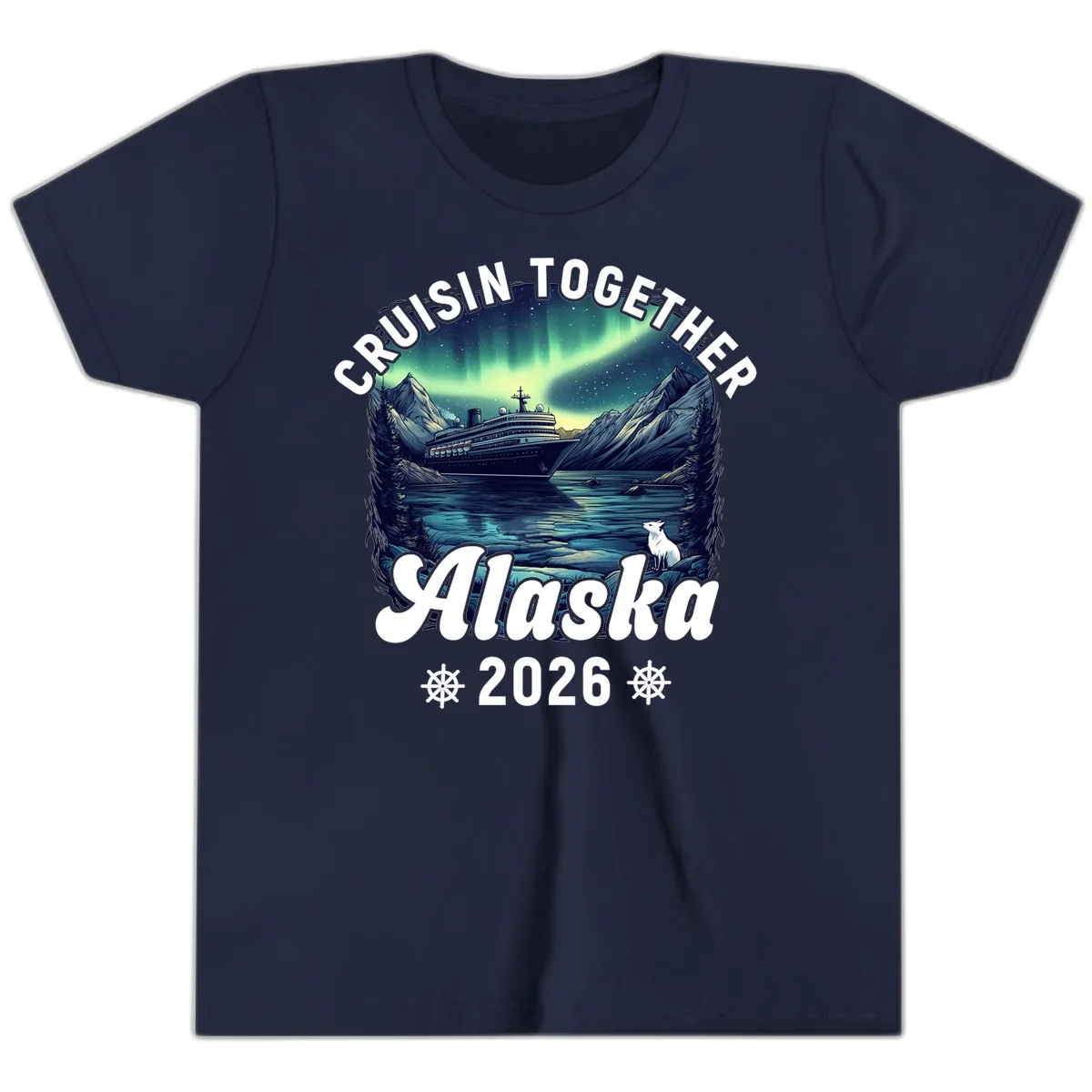 Cruisin Together Alaska 2026 Cruise Ship Youth T-Shirt in Navy