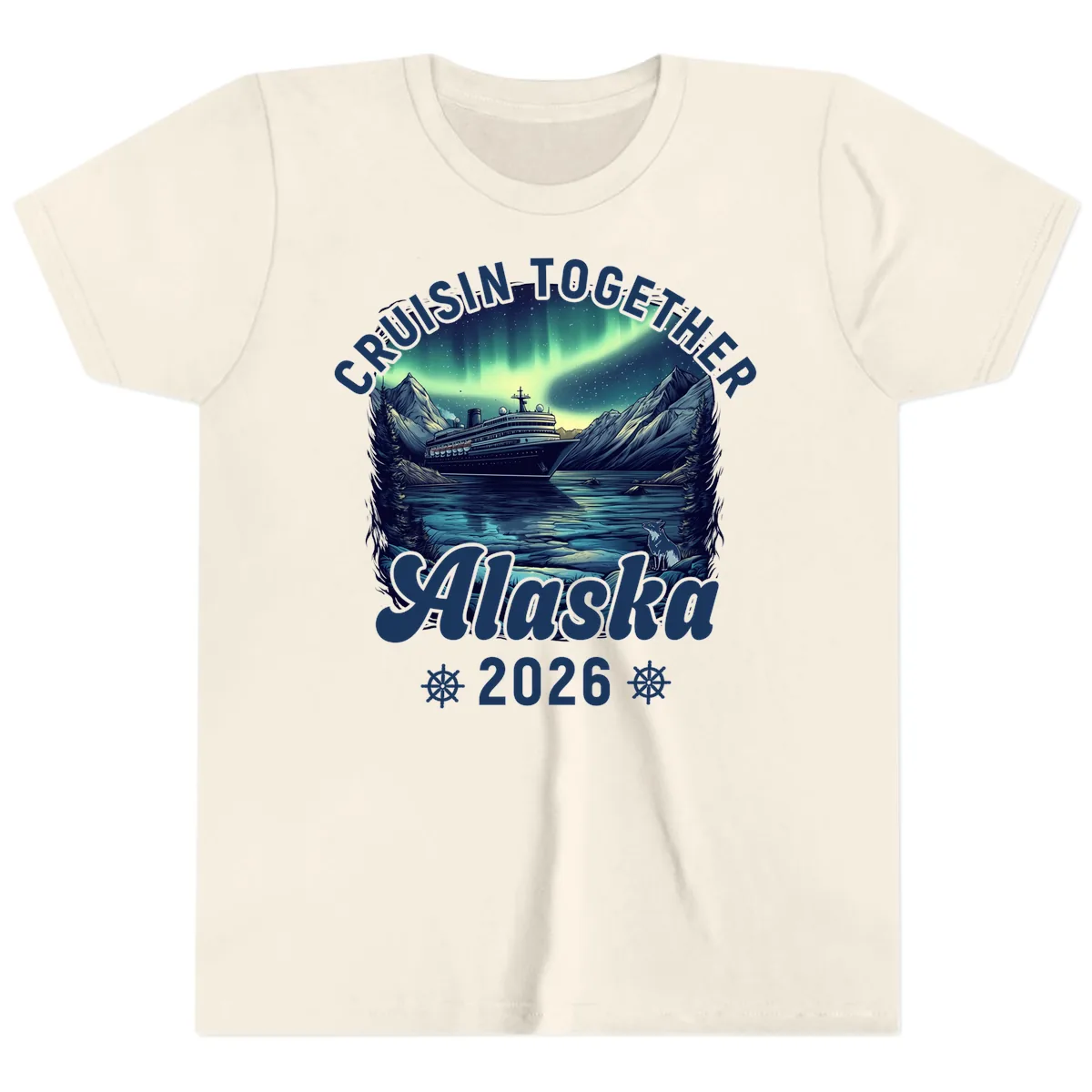 Cruisin Together Alaska 2026 Cruise Ship Youth T-Shirt in Natural