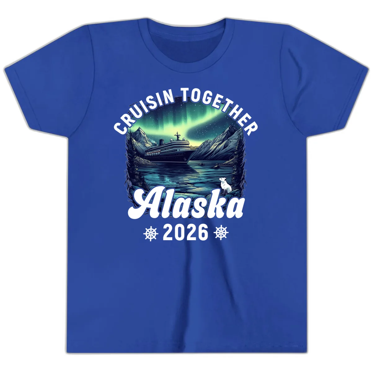 Cruisin Together Alaska 2026 Cruise Ship Youth T-Shirt in True Royal