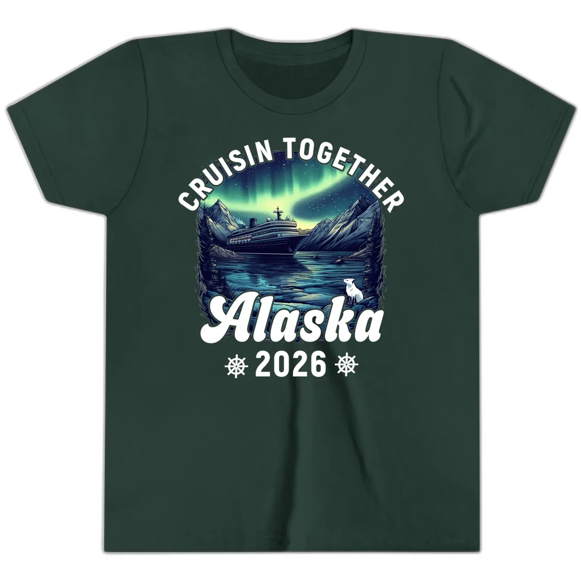 Cruisin Together Alaska 2026 Cruise Ship Youth T-Shirt in Forest
